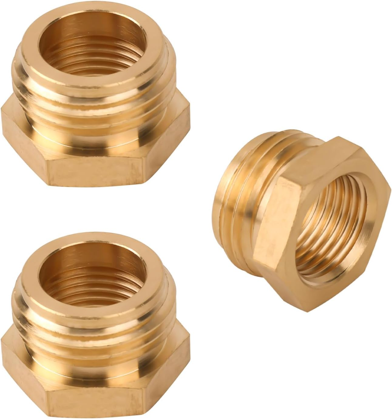 Gosknor 3Pcs Garden Hose Fittings, 3/4" GHT Male to 1/2" NPT Female Hose Connectors Accessories Brass Garden Hose Adapter Replacement Threaded Female Hose Connector Connect Hose Fittings image number 5