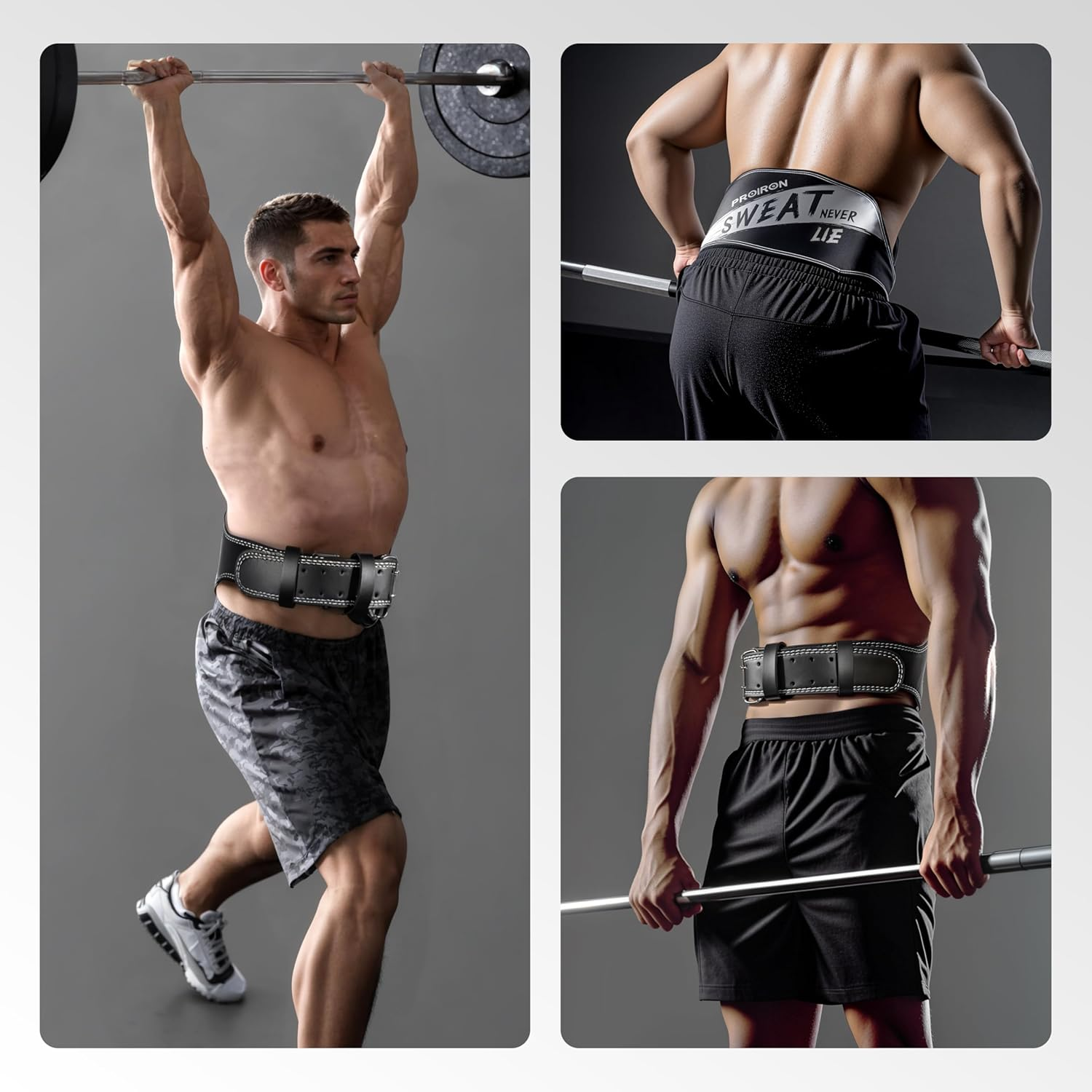 PROIRON Weight Lifting Belt(7Mm Thick), Cowhide Leather Weight Belt, 15CM Padded Lumbar Back Support - Great for Squats, Lunges, Deadlift, Thrusters,Powerlifting - Men and Women image number 1