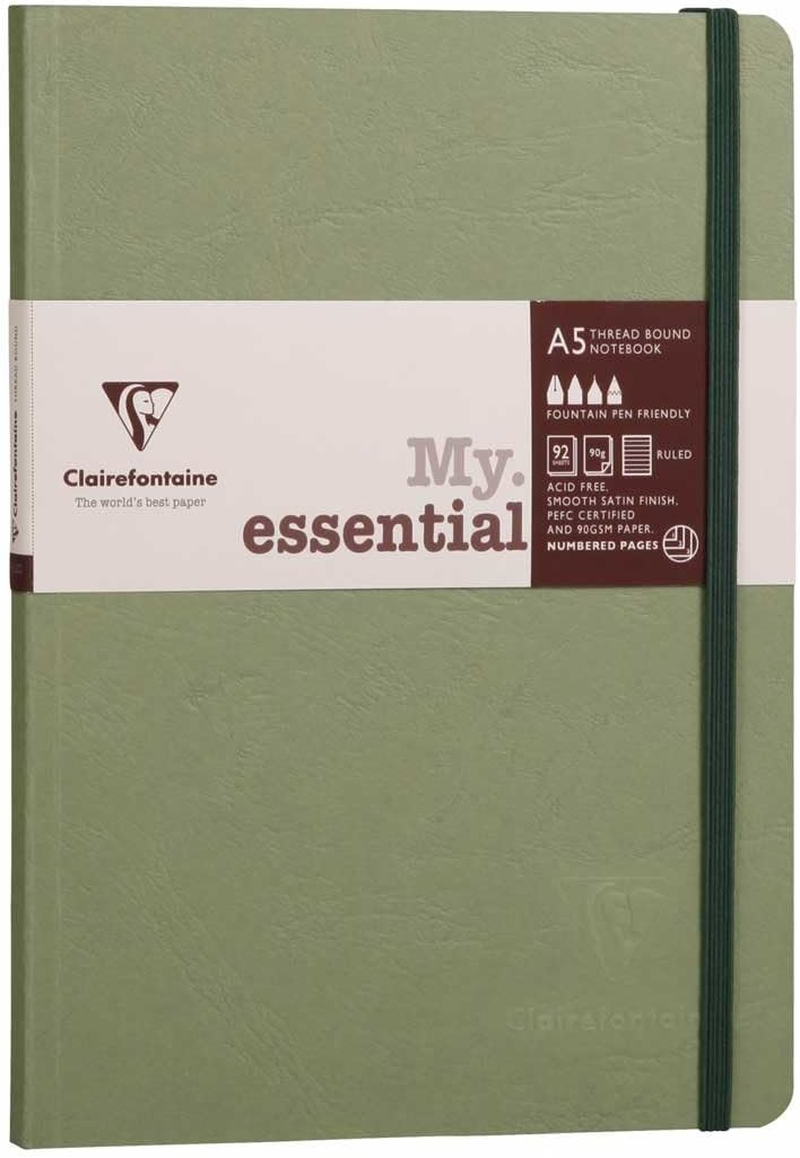 Clairefontaine 'Age Bag' Thread-Bound Notebook, A5, Lined, 192 Pages - Grey