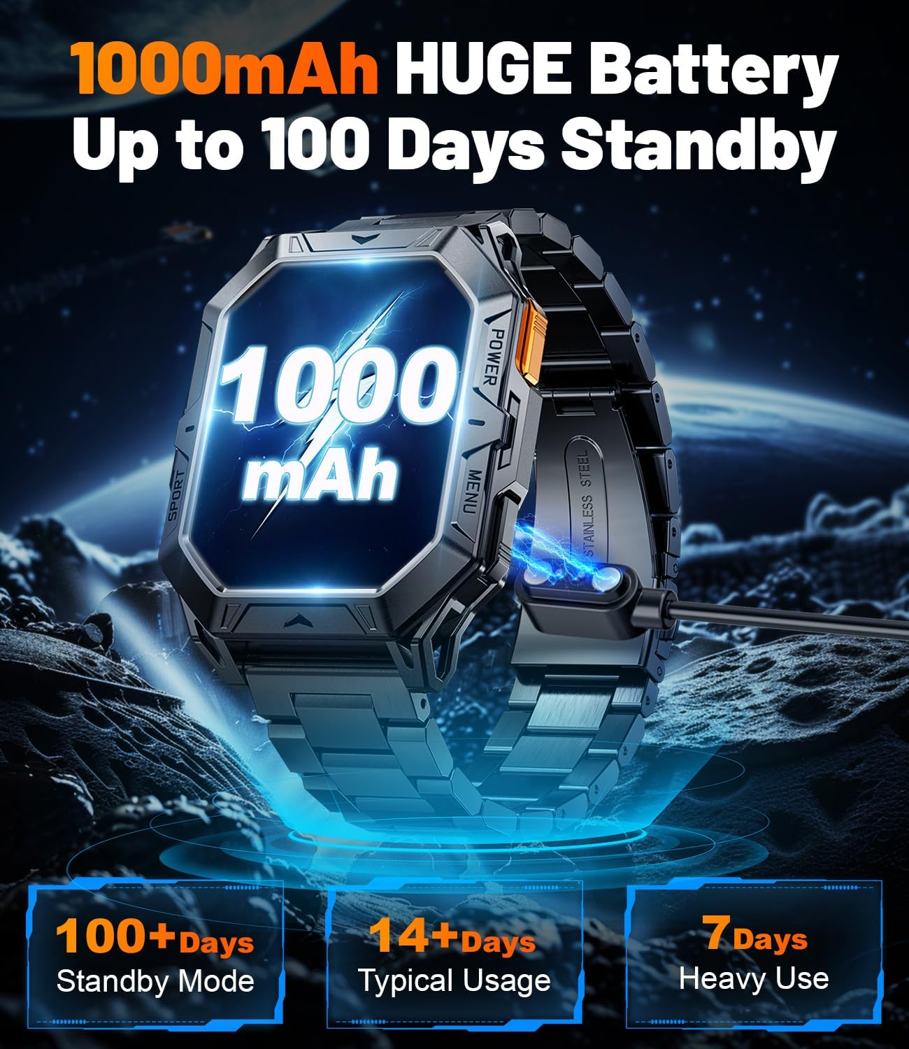 Military Smart Watch for Men (Answer/Make Calls), 2.13" AMOLED, 1000Mah Battery, Barometer/Altimeter/Compass, 100+ Sports Modes, Health Tracking, 10ATM Multifunctional Activity Tracker for Android Ios