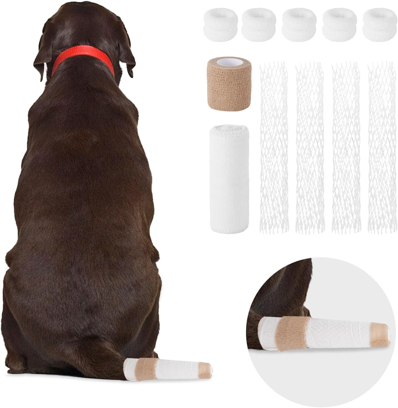 Dog Tail Protector Dog Ends Starter Pack Happy Tail Dressing Vet Wrap for Dog Cat Pet Animals image number 1