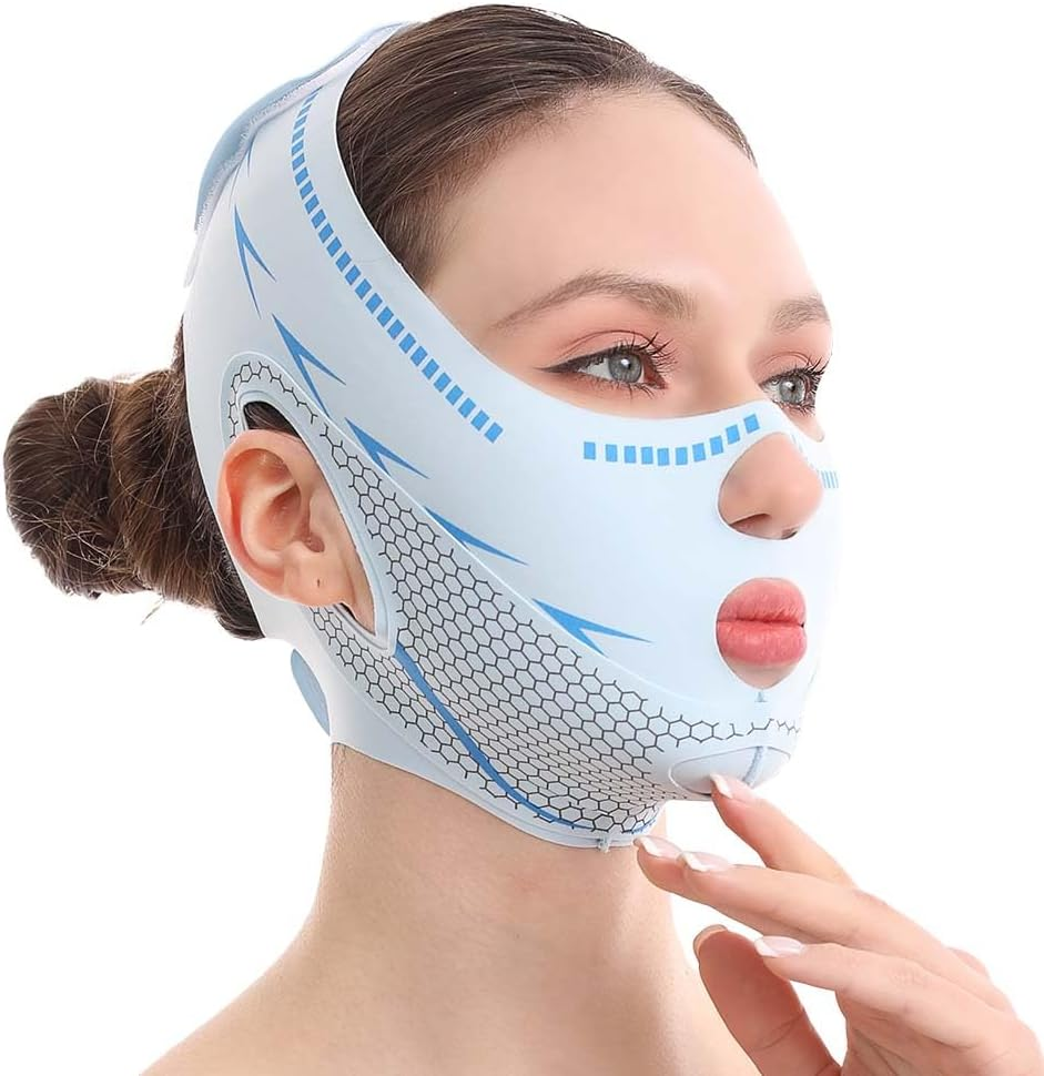 ECOMUSE Face Lift Tape,Chin Strap for Sleeping,V Line Lifting Mask Face Slimming Strap, Facial Lifting Mask,Jaw Strap for Sleeping,Double Chin and Sagging Shape and Tighten Face image number 5