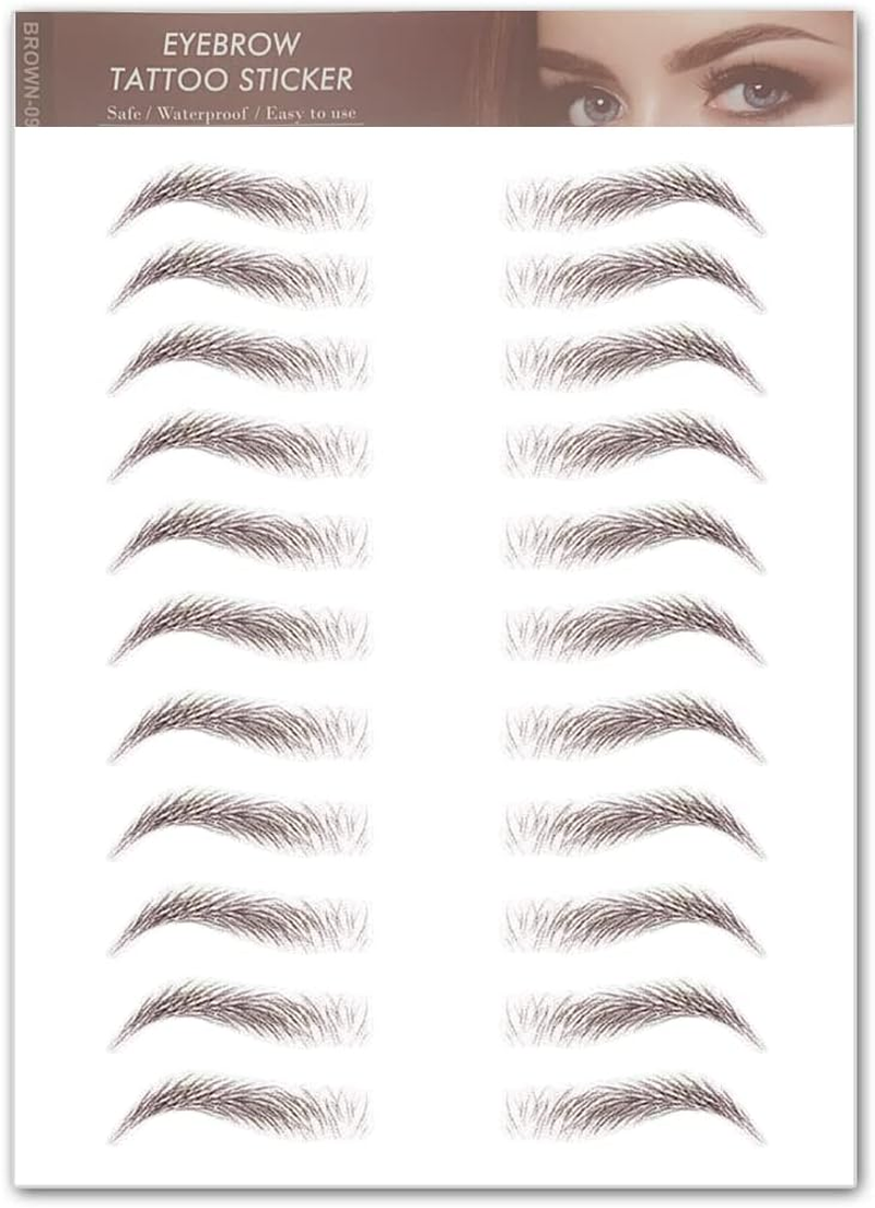 Hair-Like Authentic Eyebrows 4D Brown Natural Tattoo Eyebrow Stickers Waterproof Imitation Ecological Lazy for Woman & Man Makeup Tool 9 Pcs