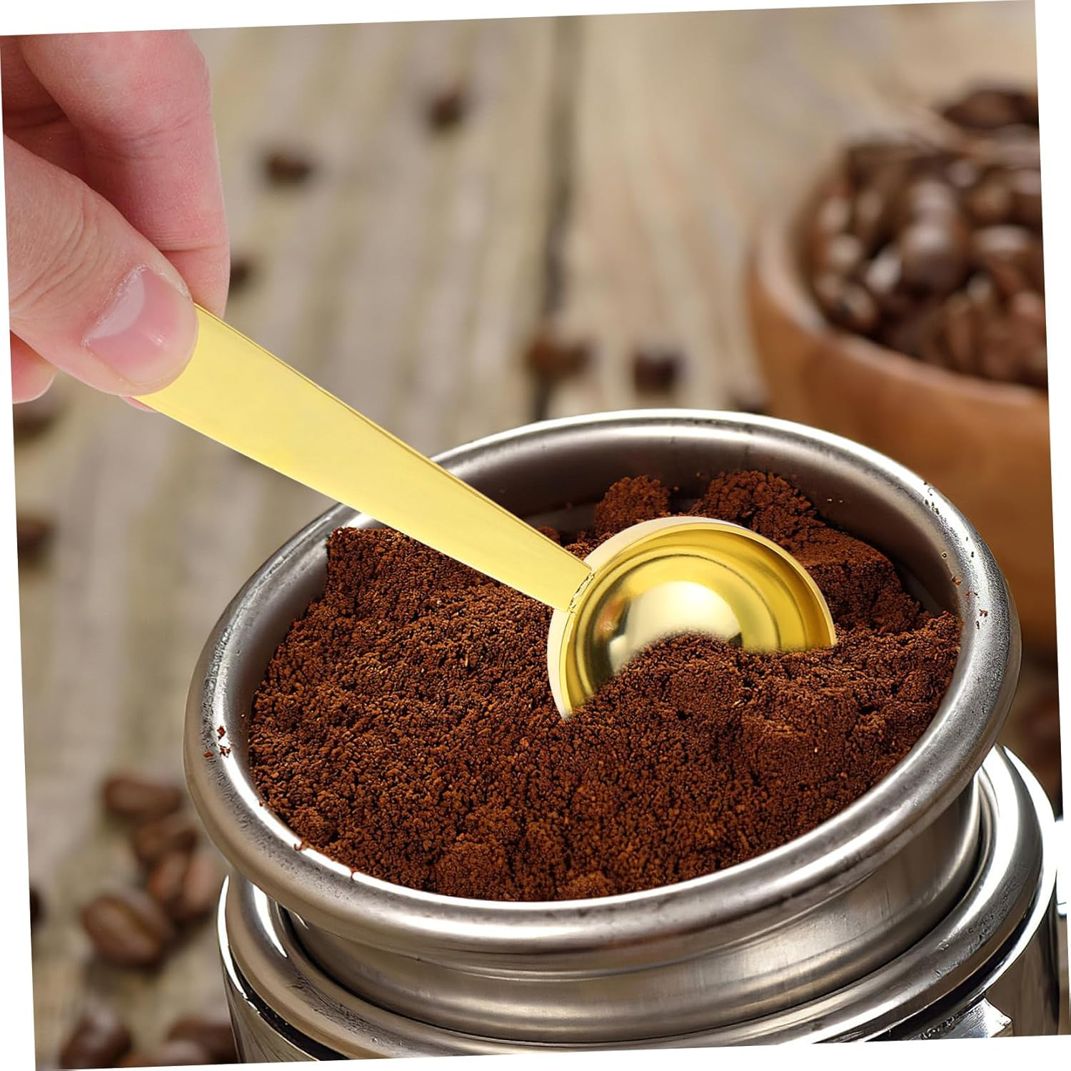 TOYANDONA Espresso Coffee Measuring Spoon Stainless Steel Dual-Headed Powder Scoop Pressed Bottom for Coffee Beans Milk Powder Loose Tea Home Measuring Tool image number 4