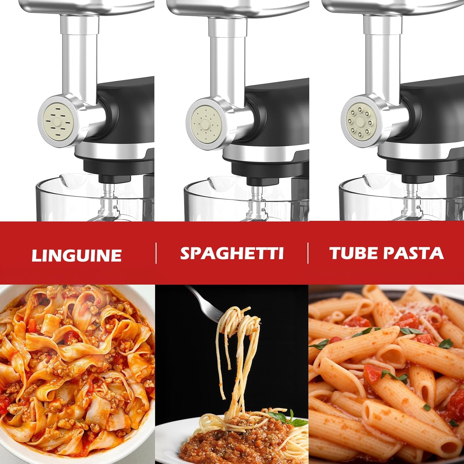 YOPOWER Stand Mixer, 6-Speed Multi-Function Food Processor & Kitchen Machine with Dough Hook, Whisk, Beater, Pasta Maker, Meat Grinder & Sausage Stuffer, Electric Food Mixer for Baking & Cooking image number 5