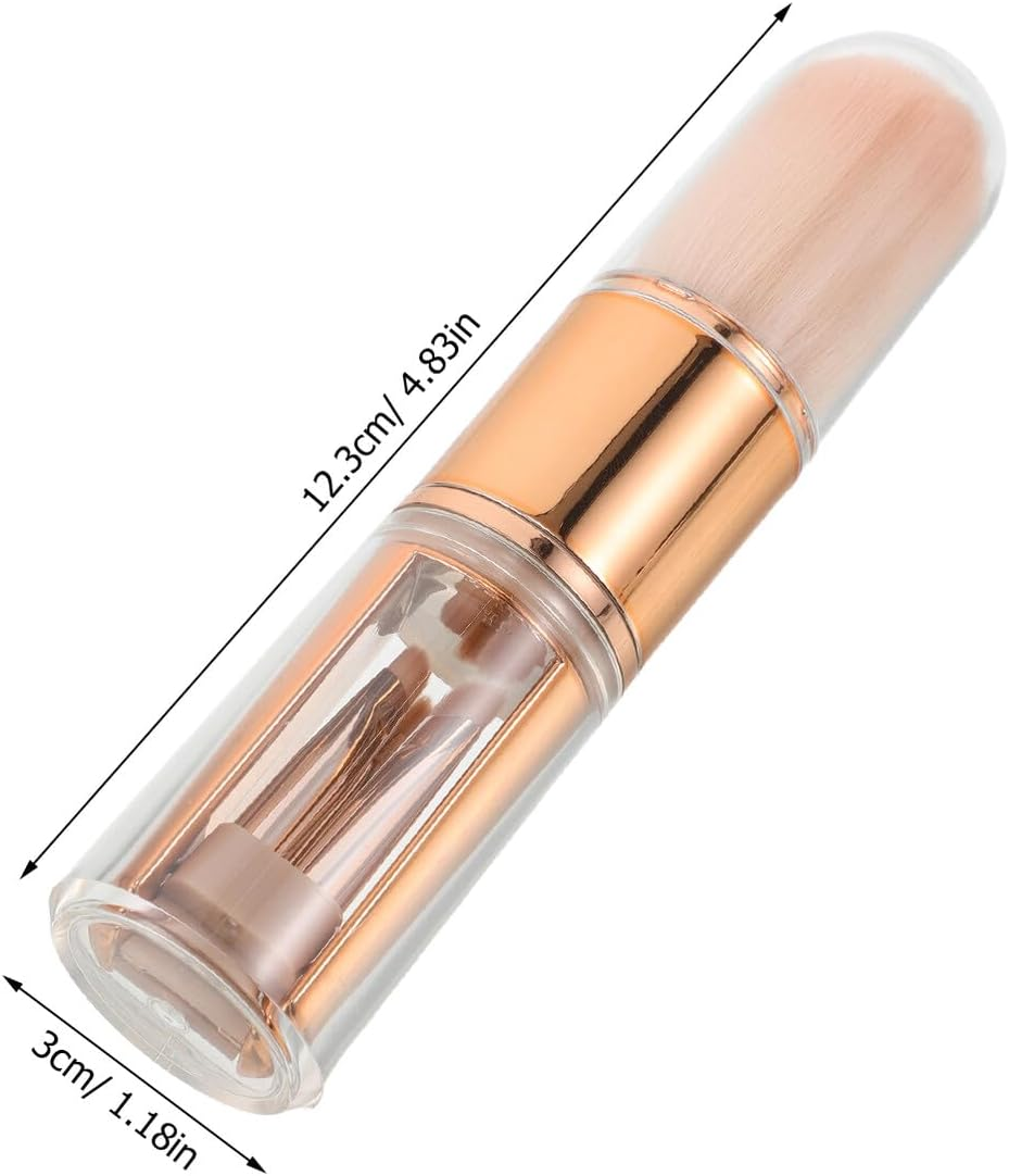 BELLIFFY Retractable 5-In-1 Makeup Brush Set Portable Blush Eyeshadow Concealer Brush with Silicone Head Rose Gold for Women image number 4