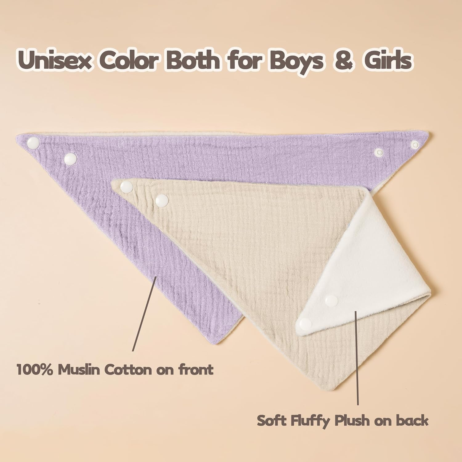 Susurration Muslin Baby Bibs 10Pack Baby Bandana Drool Bibs Soft Adjustable Newborn Bibs for Unisex Baby Girls & Boys image number 4