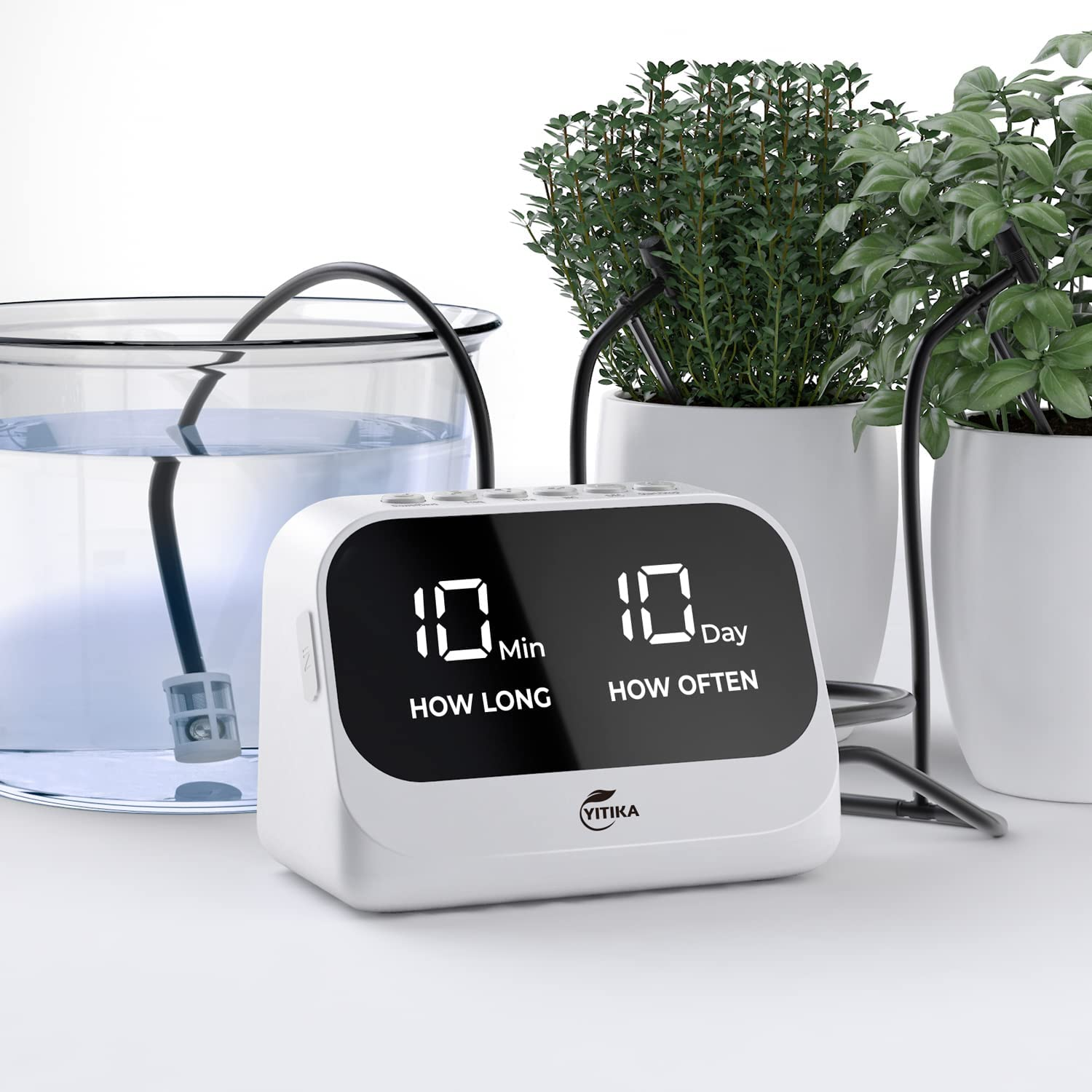 Automatic Watering System for Potted Plants, Plant Waterer with Smart Programmable Timer, Waterproof LED Display & Large Capacity Battery, Precise Distribution of Water (Grey)