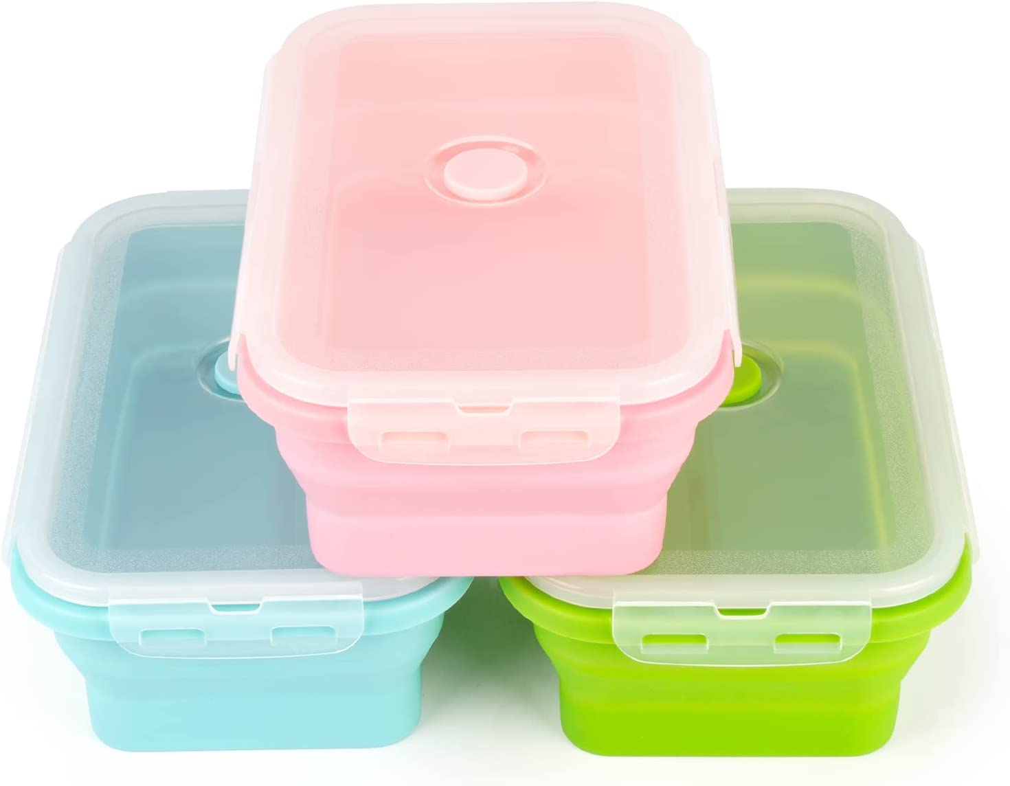 Trrcylp 3Pack Collapsible Silicone Food Storage Containers with Lid Foldable Lunch Bowls for Microwave Freezer Dishwasher Safe (1200Ml Rectangle) image number 6