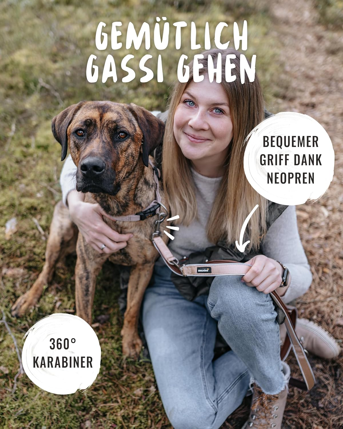 Rudelk&ouml;nig Paola Dog Lead - 2.30 M Length - Adjustable Lead for Medium and Large Dogs - Reflective Dog Lead in Rose image number 3