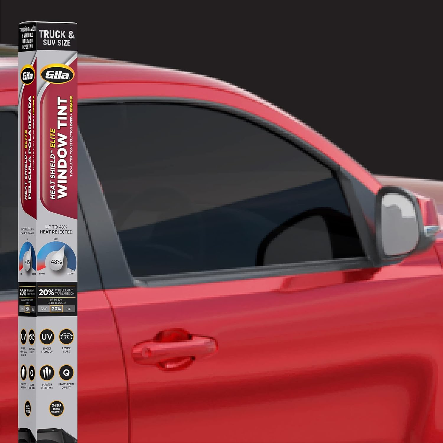 Gila&reg; Heat Shield Elite&trade; 35% VLT Automotive Ceramic Window Tint DIY Advanced Heat Control Glare Control 2Ft X 6.5Ft (24In X 78In)