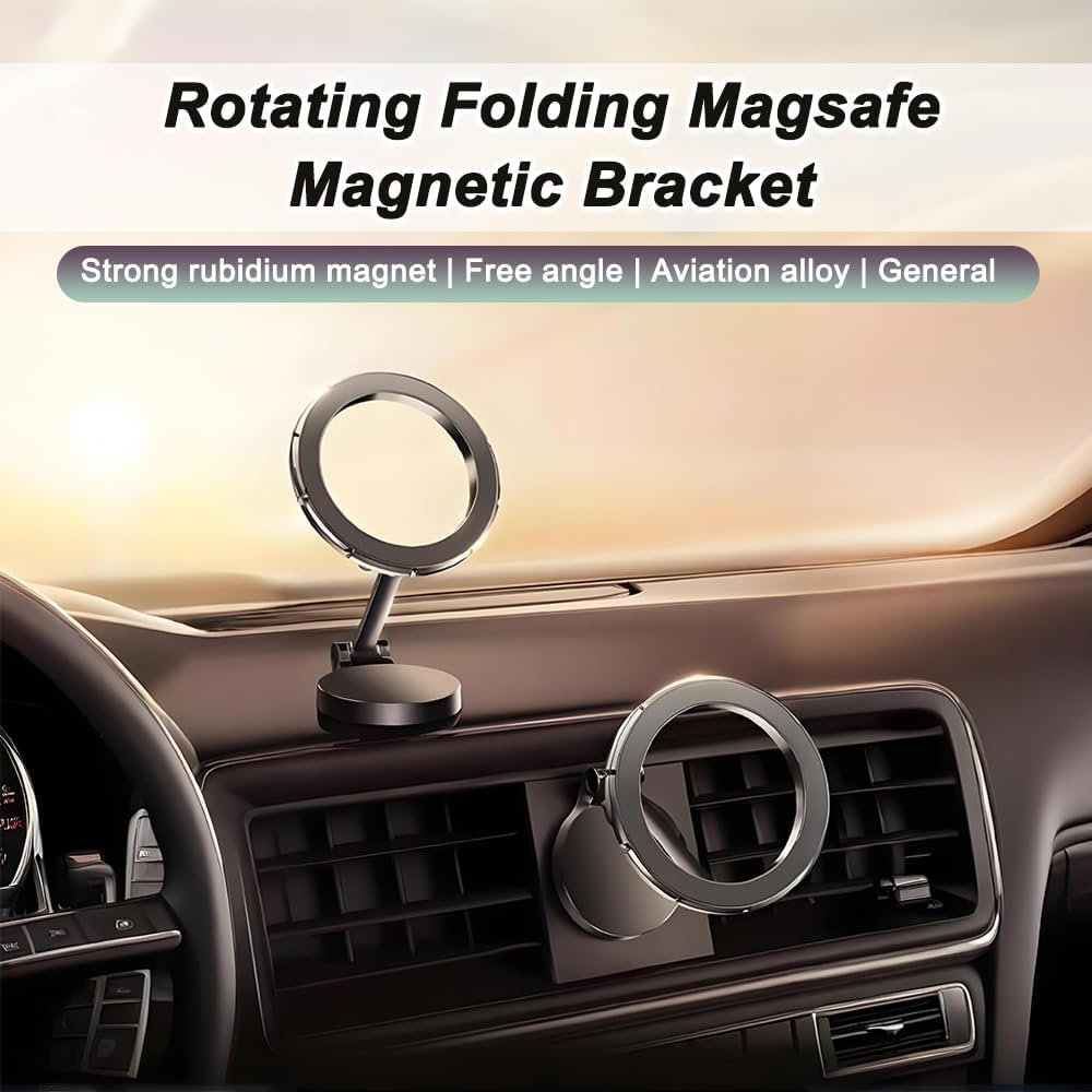2025 New Magnetic Car Phone Holder,Car Mount Folding & 360&deg; Rotation,For Iphone 16 15 14 13 Pro Max plus Mini Magsafe Case All Phones.Magnetic Car for Phone Holder, Folding, Rotating Car Mount image number 1