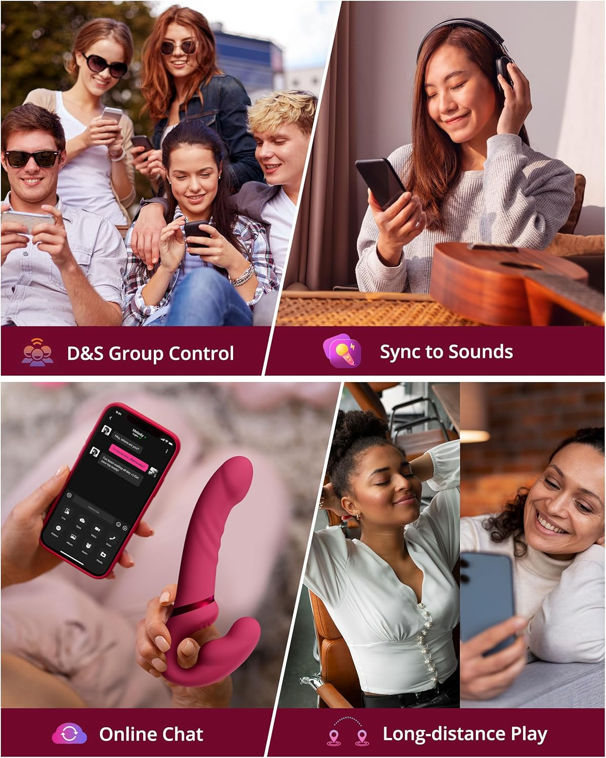 LOVENSE Lapis Strapless Strap on Dildos G-Spot Dildo Vibrator with Flexible Bulb Clitoral Stimulator Vibrating Butt Plug Remote Control Adult Sex Toy for Women Lesbian Couple