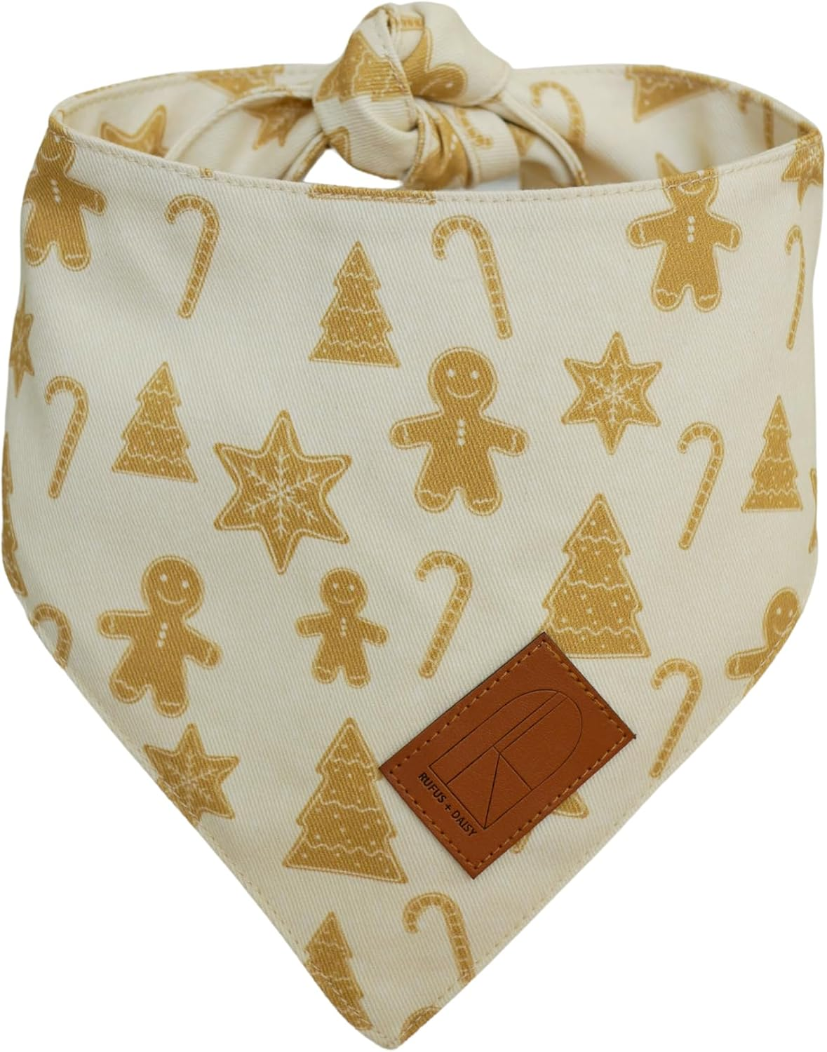 Christmas Dog Bandanas, 2 Pack, Gingerbread and Bauble Designs, Cotton, Adjustable for Small to Large Dogs (Medium) image number 1