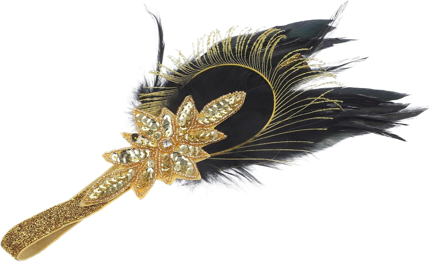 Plume Headband for Women Vintage Flapper Accessories for Roaring Costume Parties Wedding Dancing Headpiece Stylish Hair Accessories image number 4