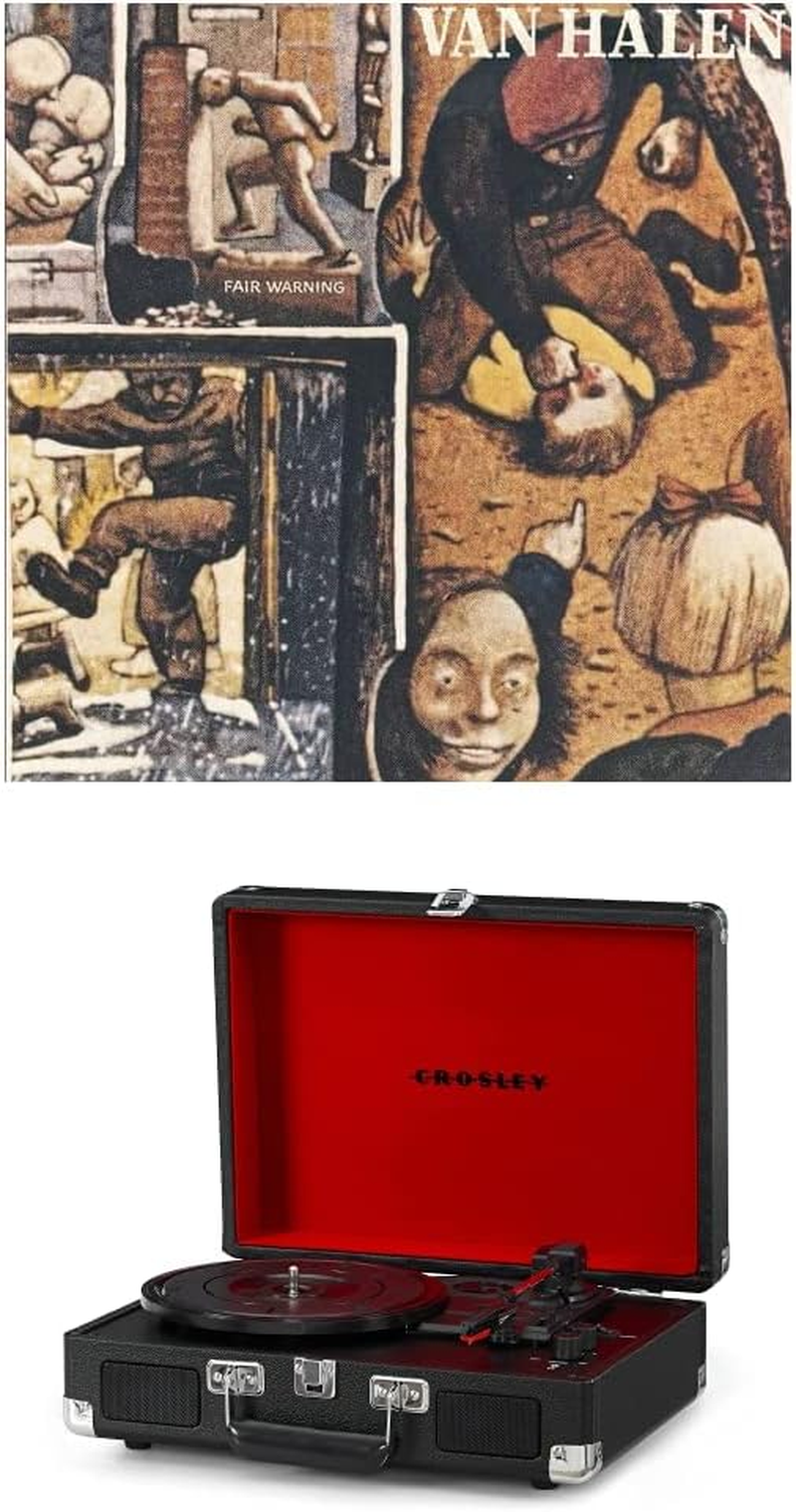 Crosley Cruiser Deluxe Vintage Suitcase Turntable (Blue) and Van Halen - Fair Warning [Bundle]