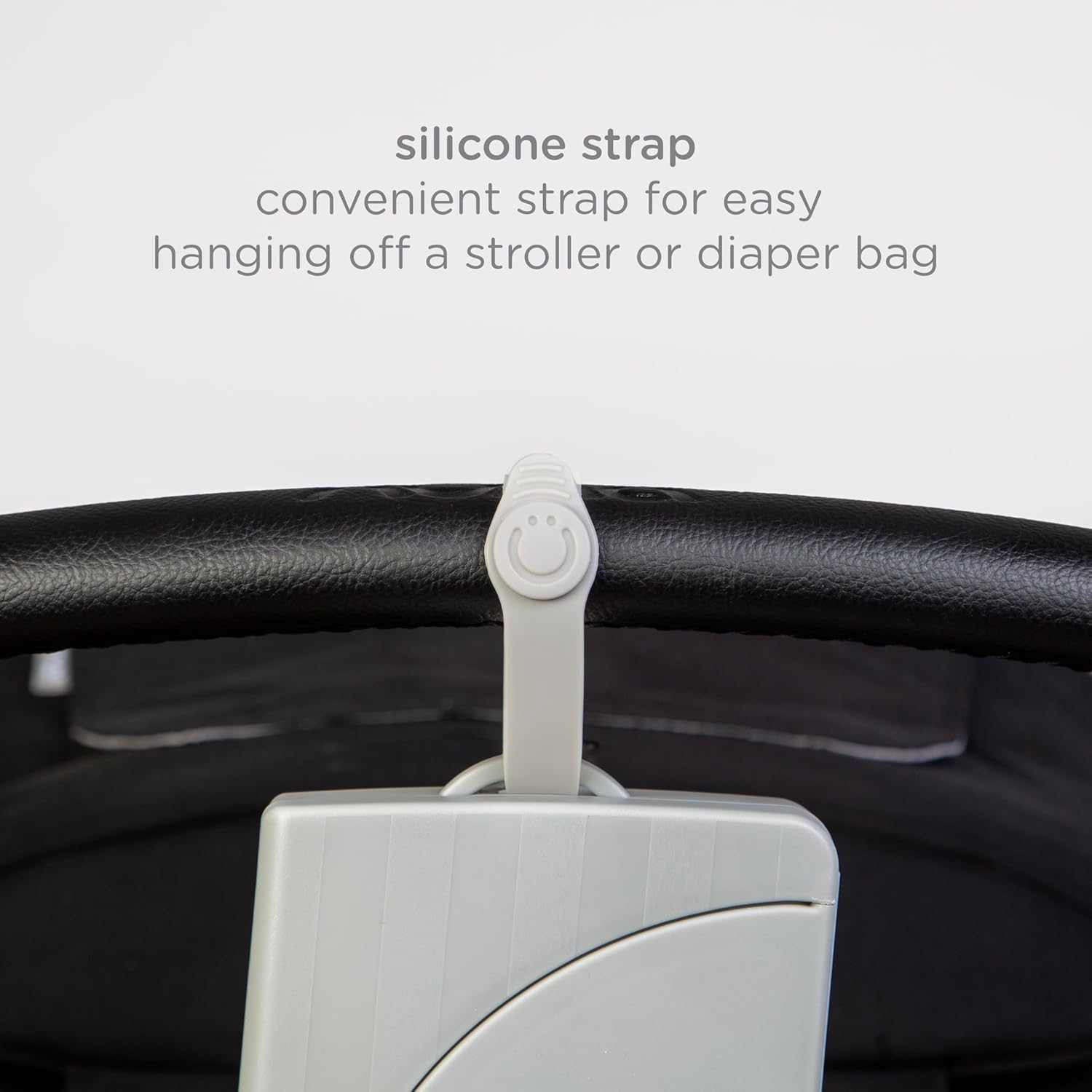 Ubbi On-The-Go Baby Wipes Dispenser, Portable Wipes Container for Travel, Diaper Bag Accessory Must Have for Newborns, Reusable Wipes Holder, Gray