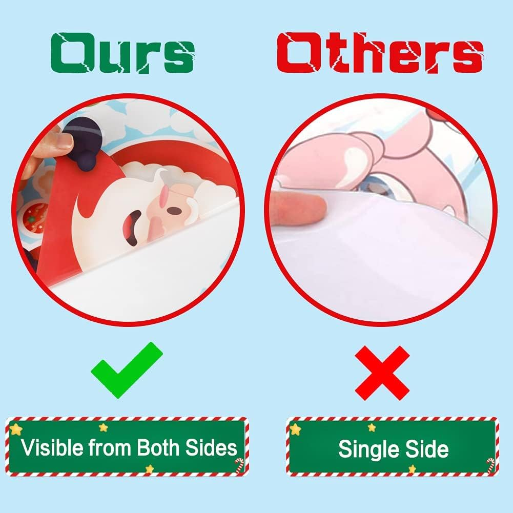 Christmas Window Clings Decorations 9 Sheets 242 Pcs Xmas DIY Window Stickers Snowflake Reindeer Santa Claus Removable Static Stickers for Christmas Window Door Refrigerator Cabinet Decor image number 4