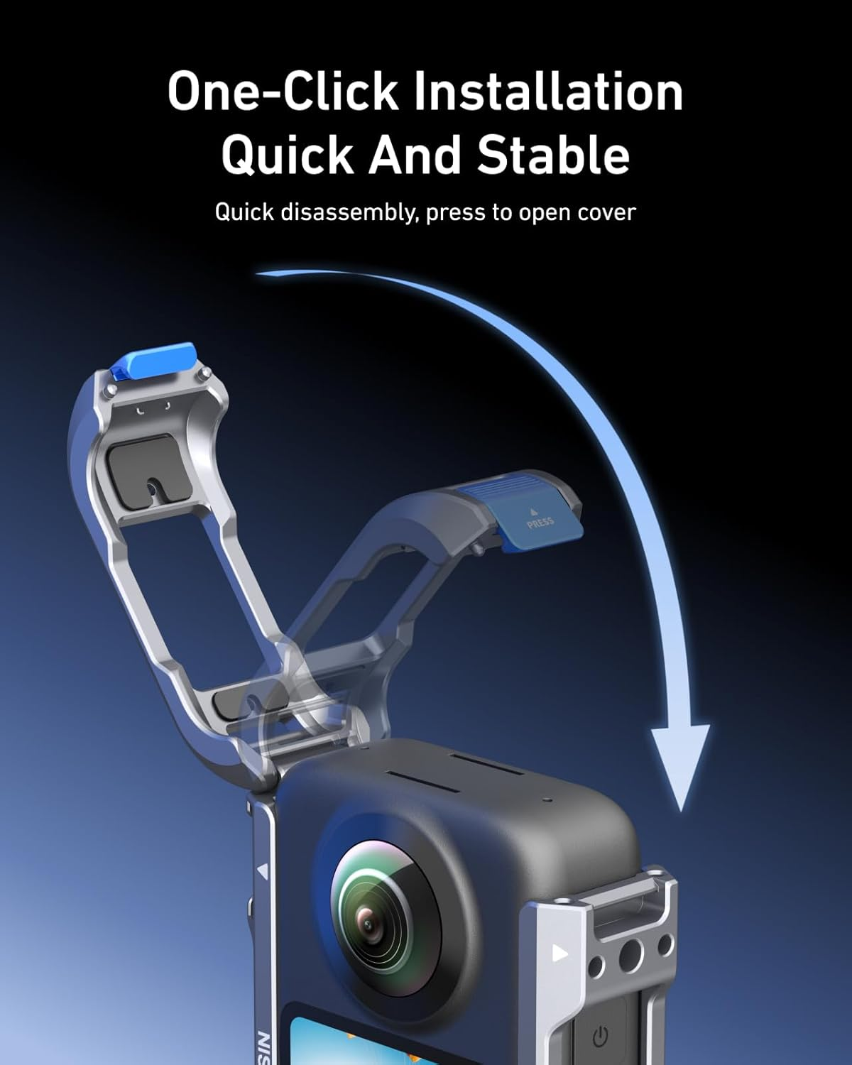 TELESIN Aluminum Alloy Protective Frame Case for DJI Osmo 360 with Cold Shoe Mount Magnetic Quick-Release Mount 1/4-Inch Threaded Interface with Silicone Protective Len Case for Camera Accessories image number 2