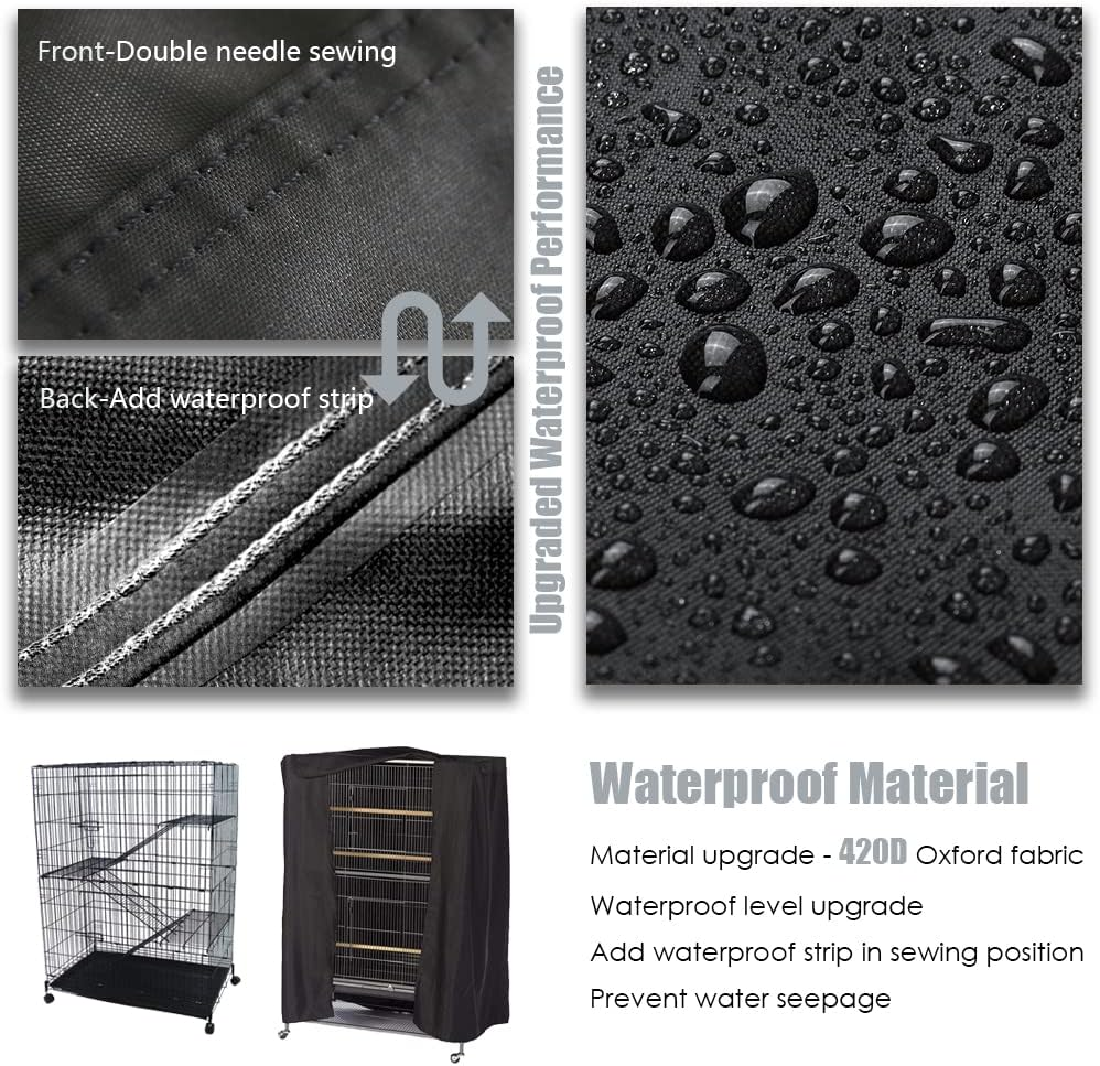 Gicov Bird Cage Cover Good Night Birdcage Cover Breathable Washable Material Parrot Cage Protection Waterproof Bird Critter Cat Cage Shading Cover Easy on and Off image number 6