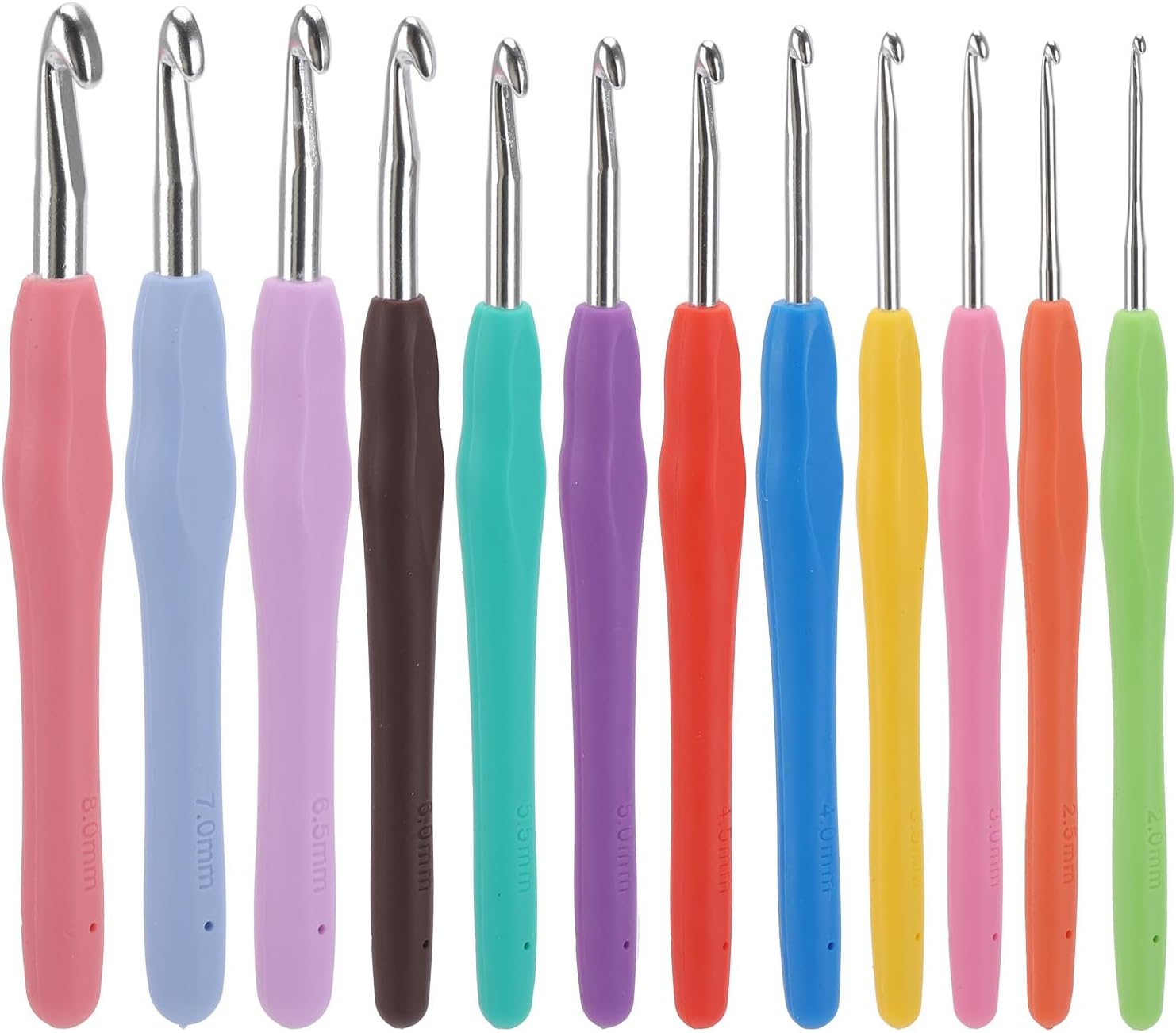 BTYMS 12Pcs Crochet Hooks Set, Ergonomic Handle Crochet Hook Needles for Arthritic Hands, Knitting & Crochet Supplies for Beginners, Extra Long Crochet Needles Size (2.0Mm-8.0Mm) image number 3