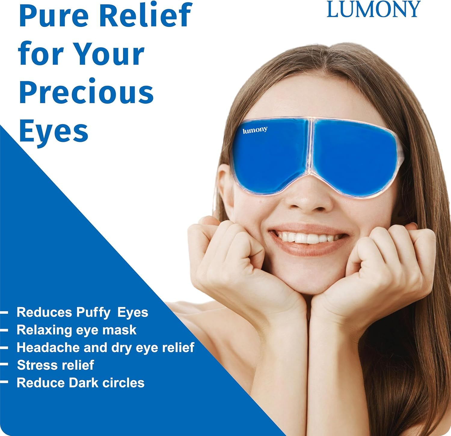 LUMONY&reg; Eye Mask with Cooling Gel Eye Mask for Dark Circles,Dry Eyes, Cooling Eyes, Pain Relief, Redness, Eye Patches Eye Cooling Gel Pads for Eye Relaxing Mask Gel Eyes Pack Eye Mask for Sleeping image number 4