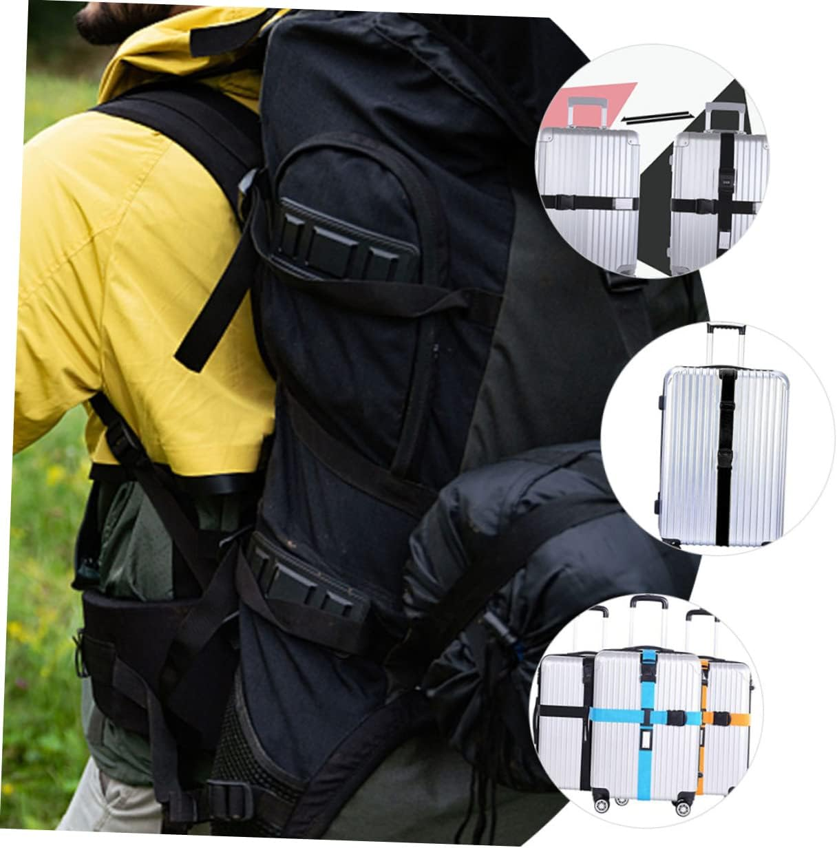 TOGEVAL Luggage Strap Suitcase Strap with Buckle for Travel Baggage Security Sturdy Lightweight Design for Airplane Airport Travel Use 5 Pack image number 3