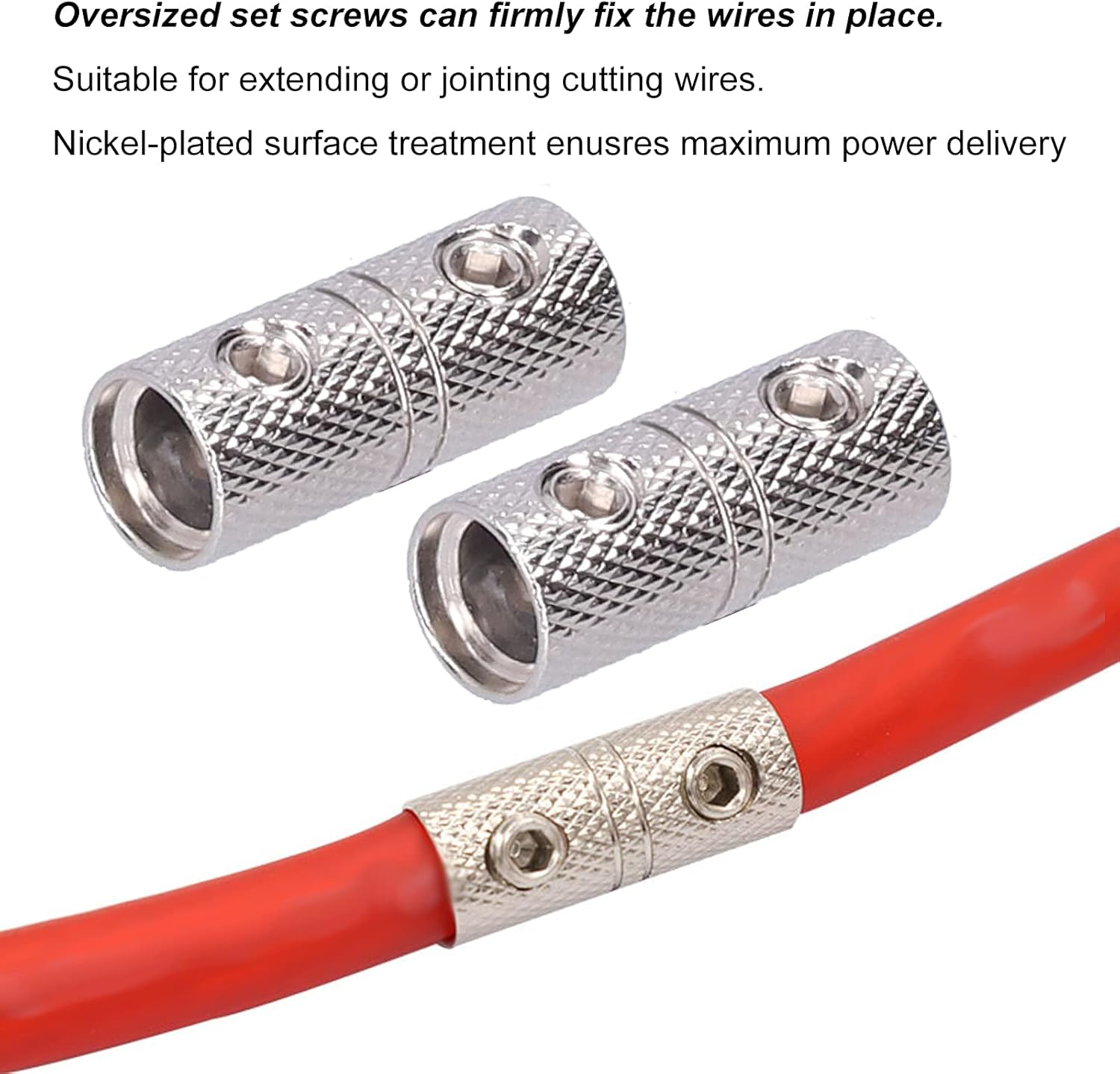 Power Cable Joiner Wire Connector Terminal 4 Gauge Input Output with Oversized Set Screws for Car Audio Modification image number 3