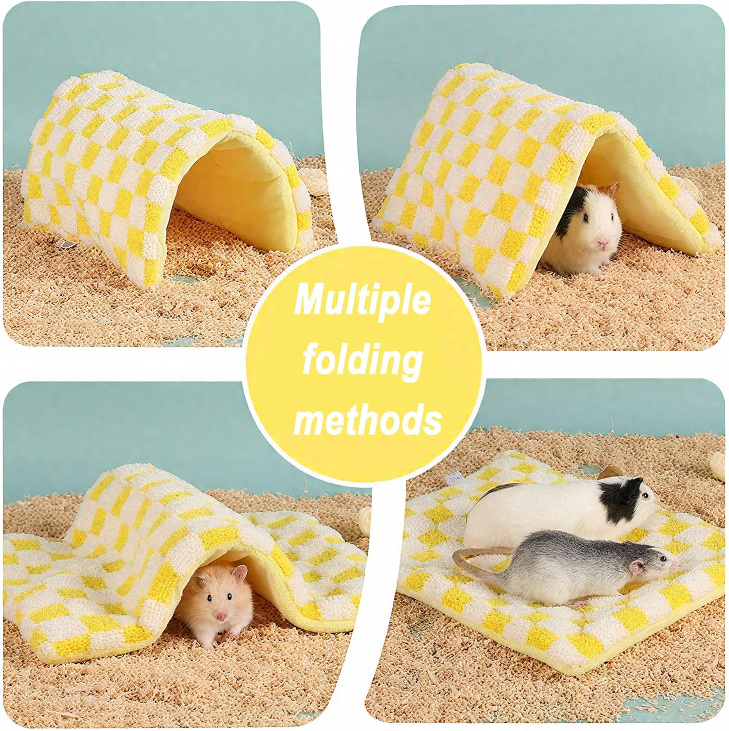LONGHAO Washable Guinea Pig Cave Hideout, Guinea Pig Bed, Accessories for Small Pets, Chinchillas, Hamsters, Hedgehogs, Ferrets, Rats (Yellow, 40 X 30 Cm) image number 3