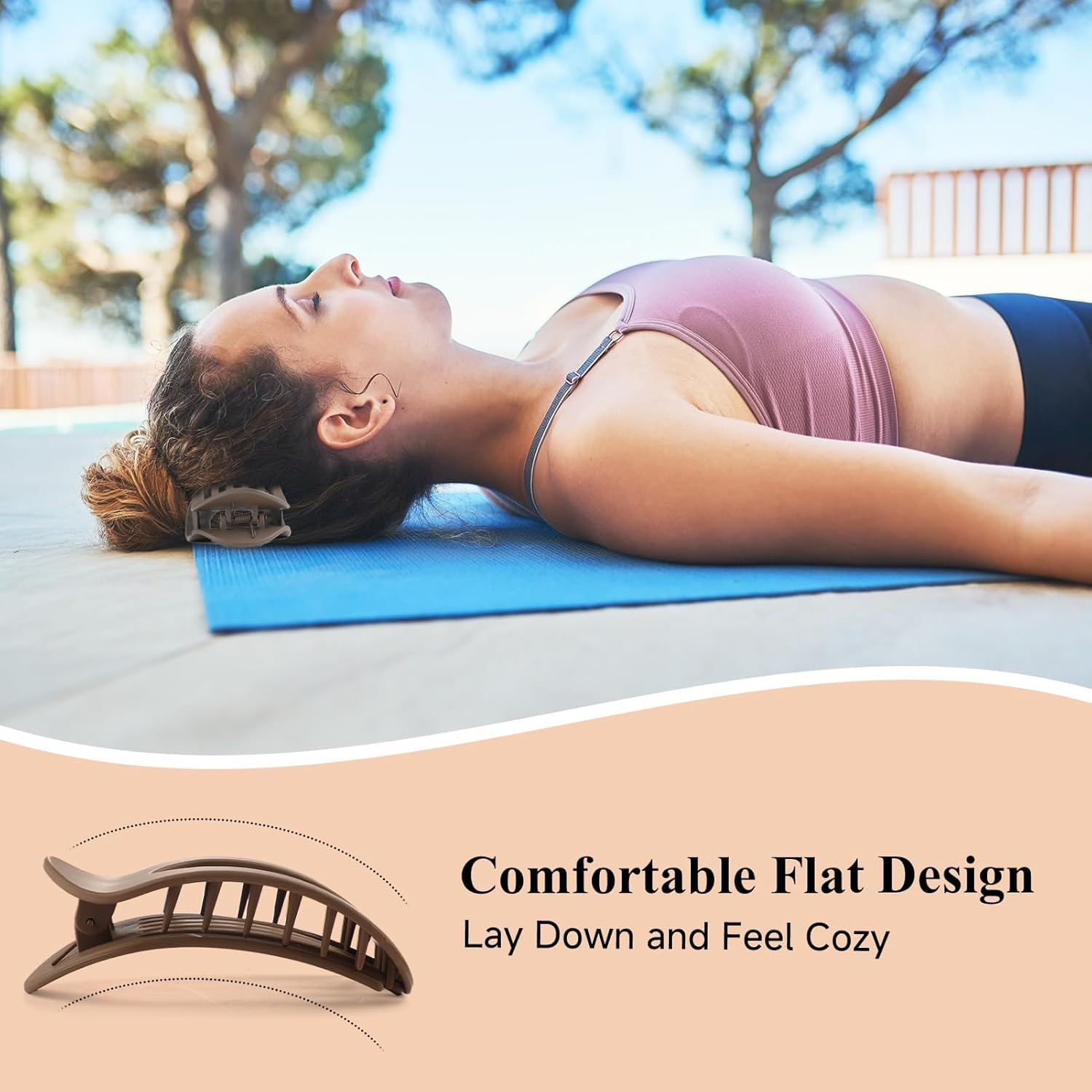 4 Pieces Flat Hair Claws for Women, Strong Hold Women Hair Clips Ladies, Matte Large Hair Clip for Thin and Thick Hair, Curved Design for Lying and Driving (Neutral) image number 5