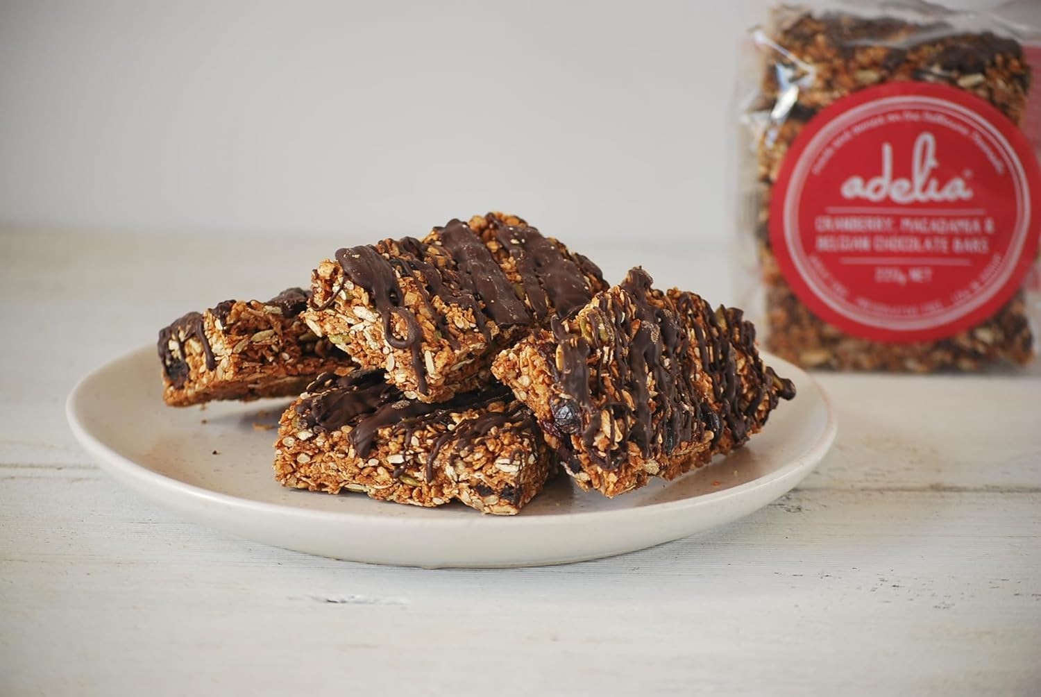 Adelia Fine Foods - Cranberry, Macadamia & Belgian Chocolate Bars 4 Pack, 220G image number 3