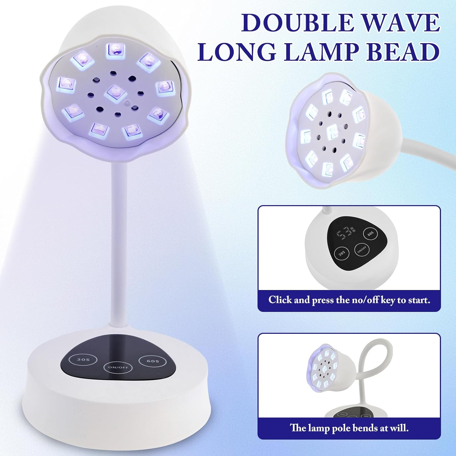 Gel Nail Lamp with 360&deg; Adjustable Hose Arm, Auto Sensor Gooseneck, DIY Nail Tip Lamp, Portable Mini Light for Home DIY Manicure image number 2