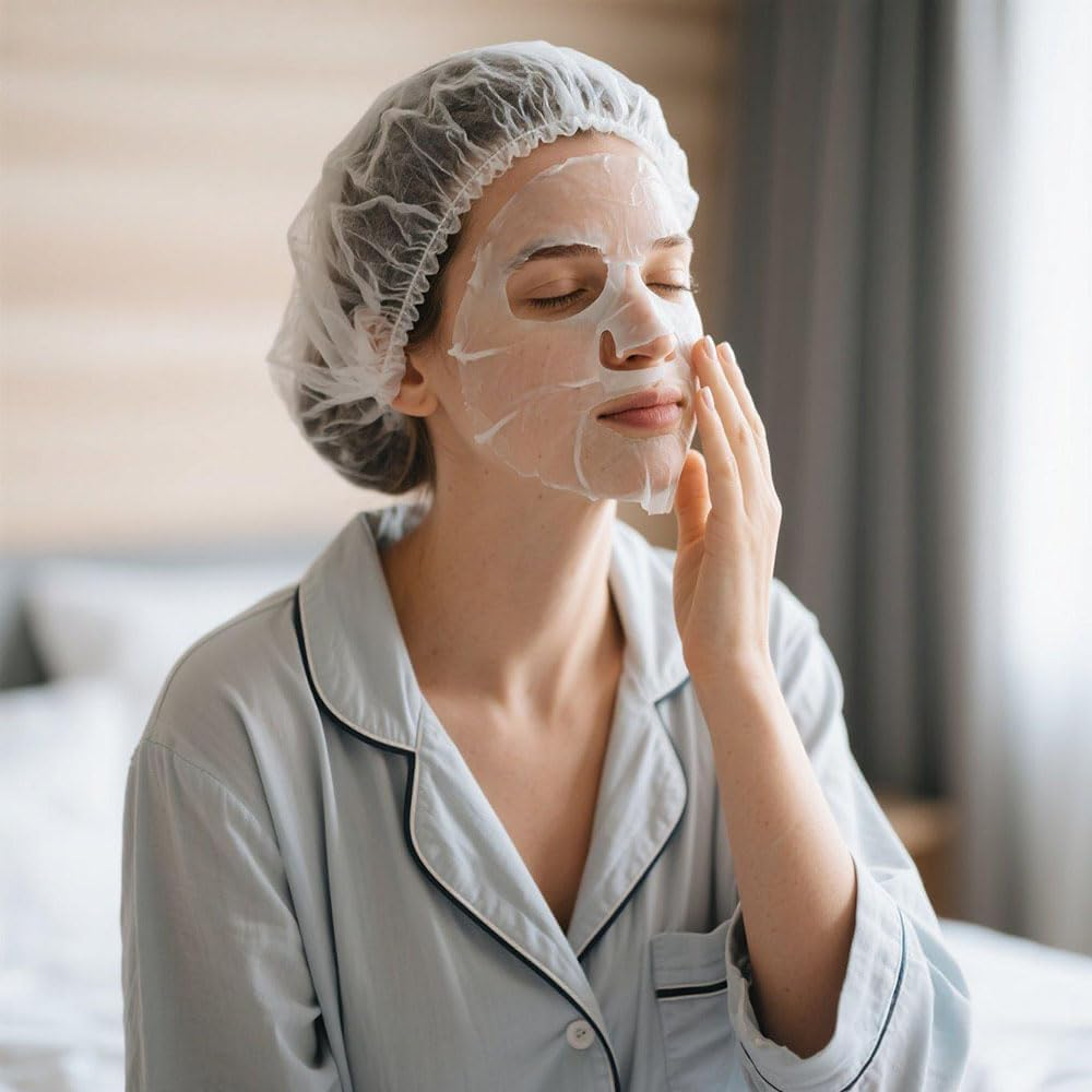 100 Pack Disposable Shower Caps - Large Waterproof Bath Caps for Women & Kids, Clear Plastic Hair Covers for Spa, Salon, Travel & Home Use image number 1