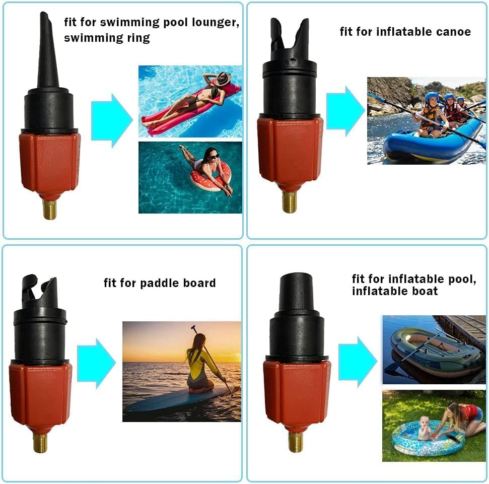 Inflatable Boat SUP Air Pump Adaptor,Air Valve Converter Multifunction SUP Air Valve Adapter with 4 Air Valve Nozzles,For Inflatable Bed Stand up Paddle Board,Kayak Dinghy, Inflatable Boat Sup image number 3