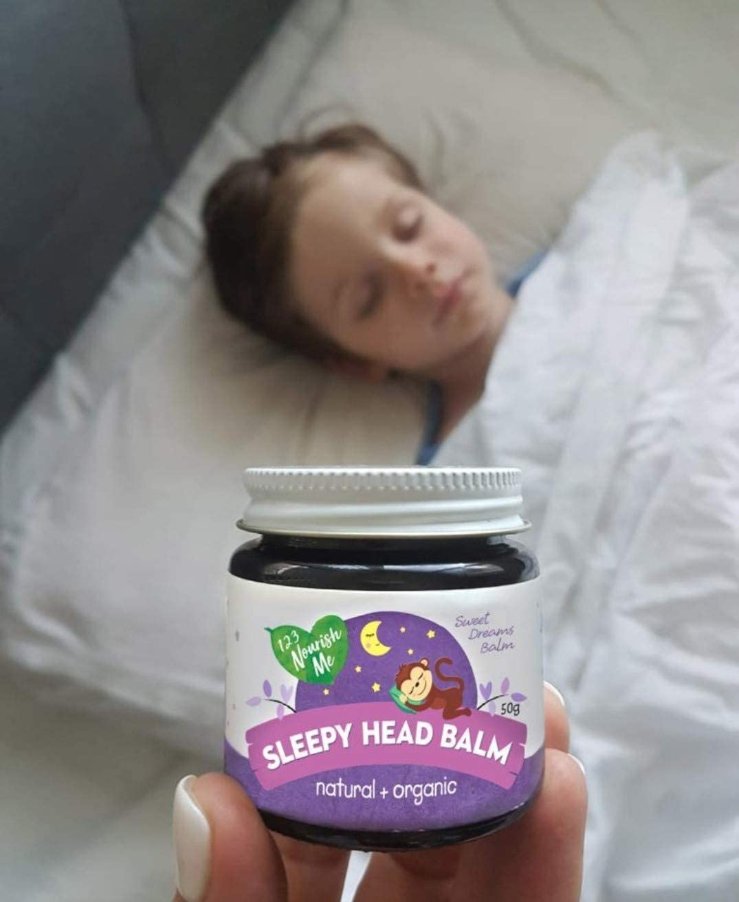 123 Nourish Me Sleepy Head Balm - Australian Made Natural Sleep Aid for Babies, Kids, Organic Essential Oils for Sleep and Magnesium to Calm and Relax (50G) Family Size Lasts up to 12 Months image number 3