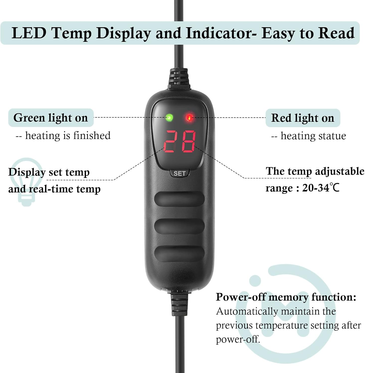 PYPABL Mini Submersible Aquarium Heater, 25W 50W 100W Small Heater for Fish Tank 1-100L with External Controller (100W) image number 1