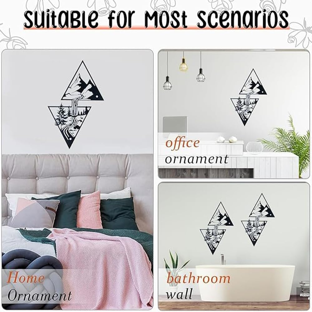 Forest & Waterfall Decor for Rustic Cabin or Bedroom,Elegant Metal Mountain Wall Art,Perfect Nature,Durable & Lightweight Home Accent,Abstract Minimalist Rustic Nature Home Wall Art Sculpture(Black) image number 4