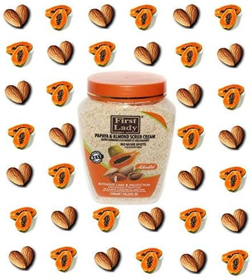 First Lady Activated Papaya & Almond Scrub Cream 540Ml - No More Spots - Face & Body + First Lady Herbal Hair Oil 30Ml image number 1