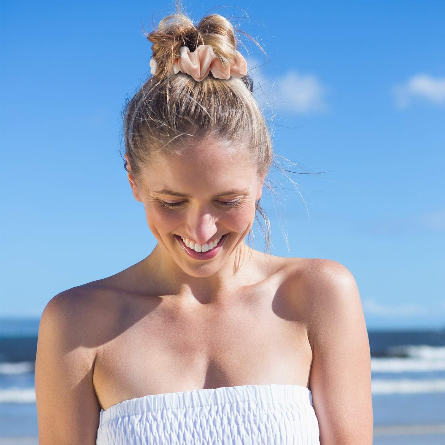 Whaline 12 Pieces Blush Theme Hair Scrunchies Velvet Elastics Pink Lovers Scrunchy Bobbles Soft Hair Bands Hair Ties Hair Accessories for Women or Girls (12 Blush) image number 6