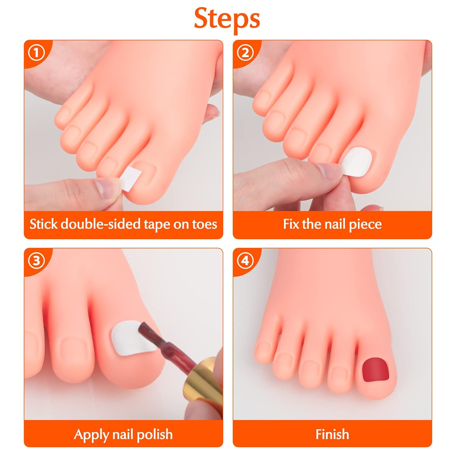 Practice Foot Model 1 Pair Flexible Soft Silicone Prosthetic Manicure Tool for Nail Art Training image number 6