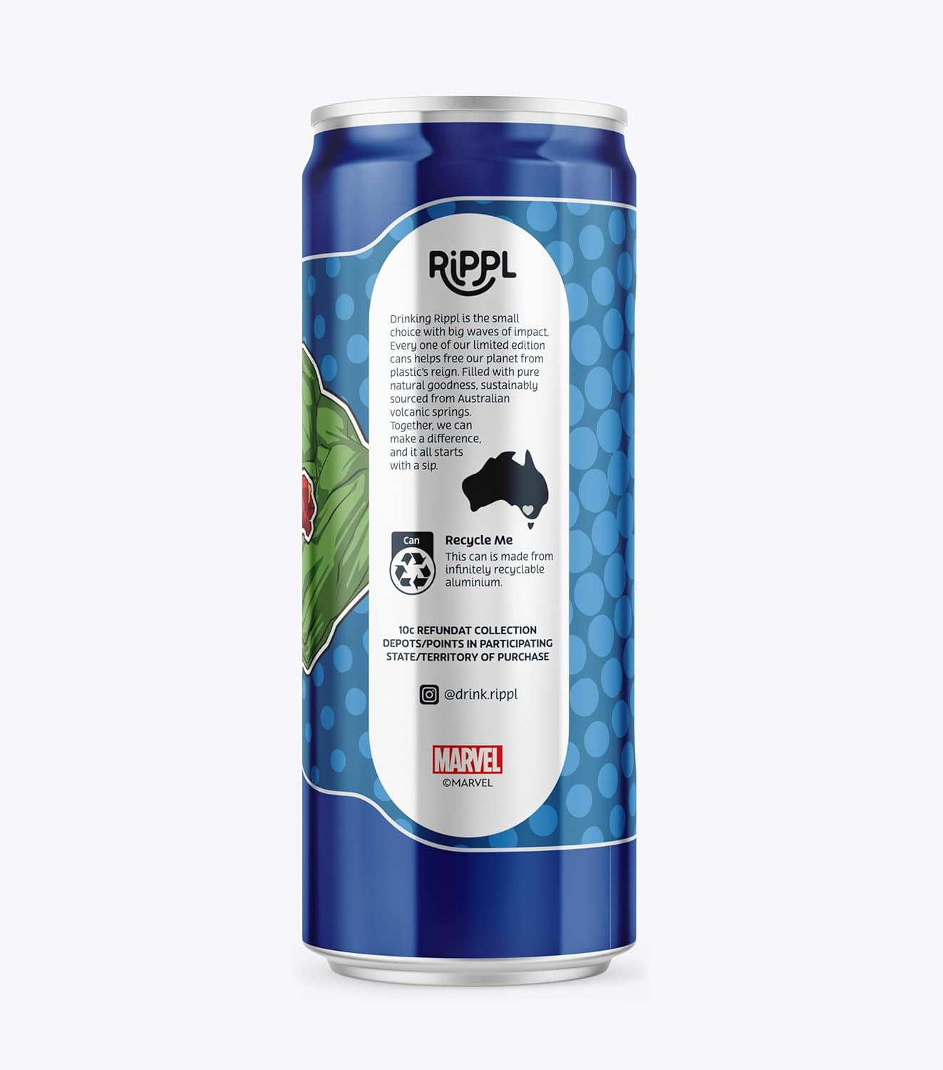 Rippl Marvel Iron Man and Hulk Canned Still Mineral Water, 330 Ml, 24 Pack image number 2