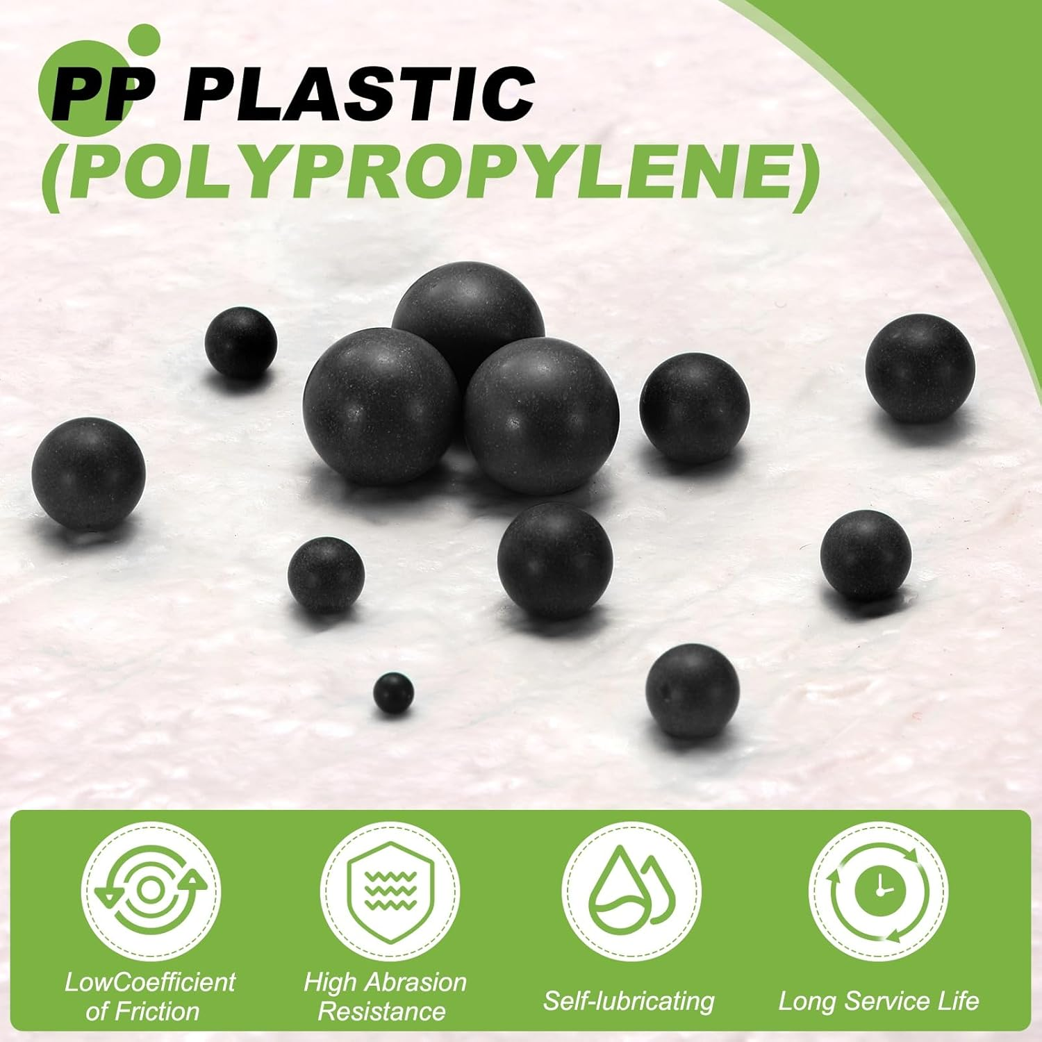 Uxcell 100Pcs POM Plastic Bearing Balls, 17/64" 6.5Mm Solid Plastic Balls, G2 Precision Polypropylene Mini Ball, Black image number 4