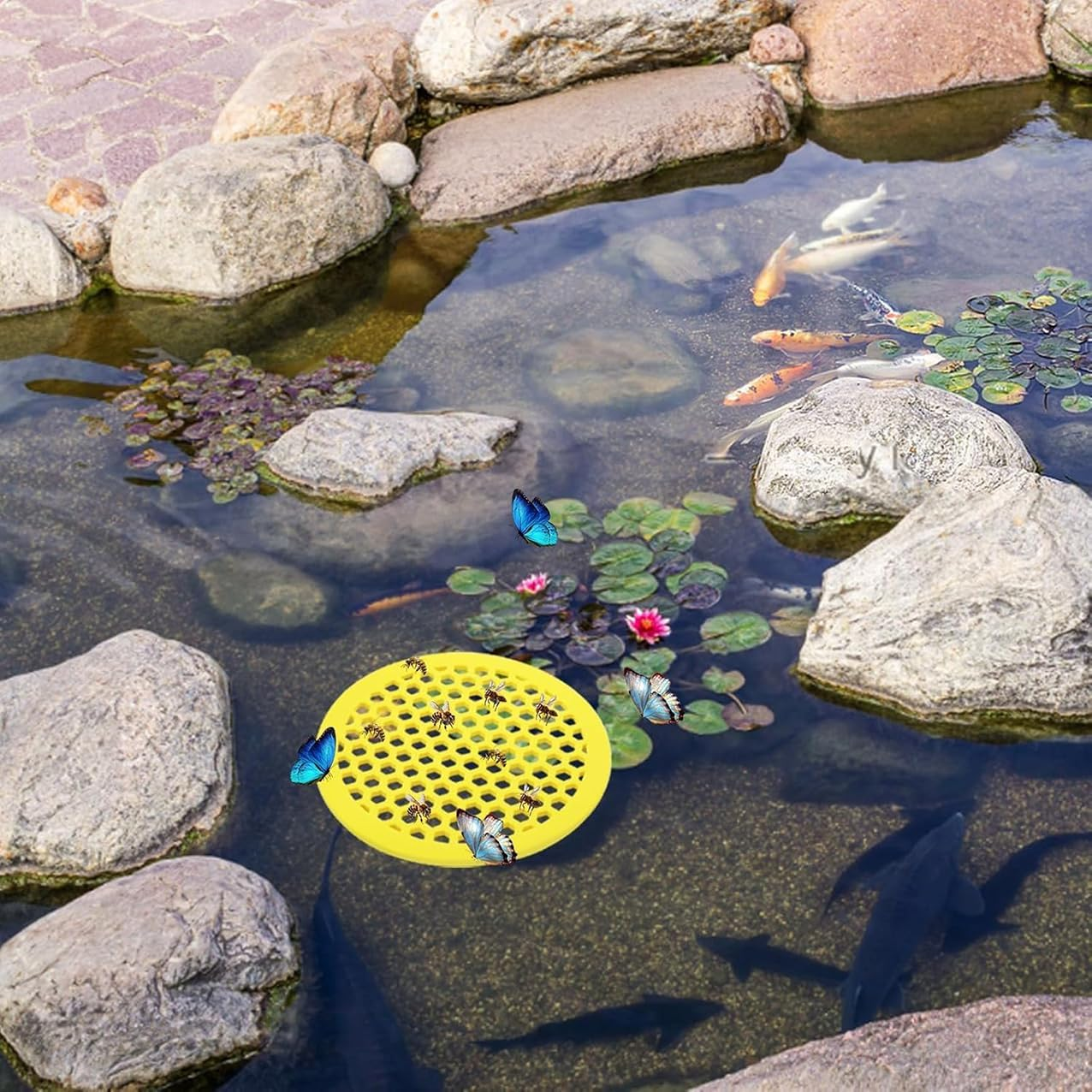 Xiaaofea 4Pcs EVA Floating Bee Island, Butterfly Watering Station with Safe Bath for Feeding, Outdoor Garden Decor Bee Waterer, Ideal for Decorating Gardens and Backyards Outdoor image number 1