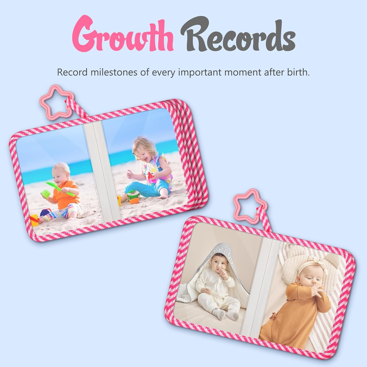 Fintie Baby Photo Album 4X6 Inch, 18 Photos My First Family Album Book with Soft Cloth Cover & Hook for Newborn/Toddlers/Kids/Baby Shower Memory Birthday Gifts, Raining Hearts image number 6