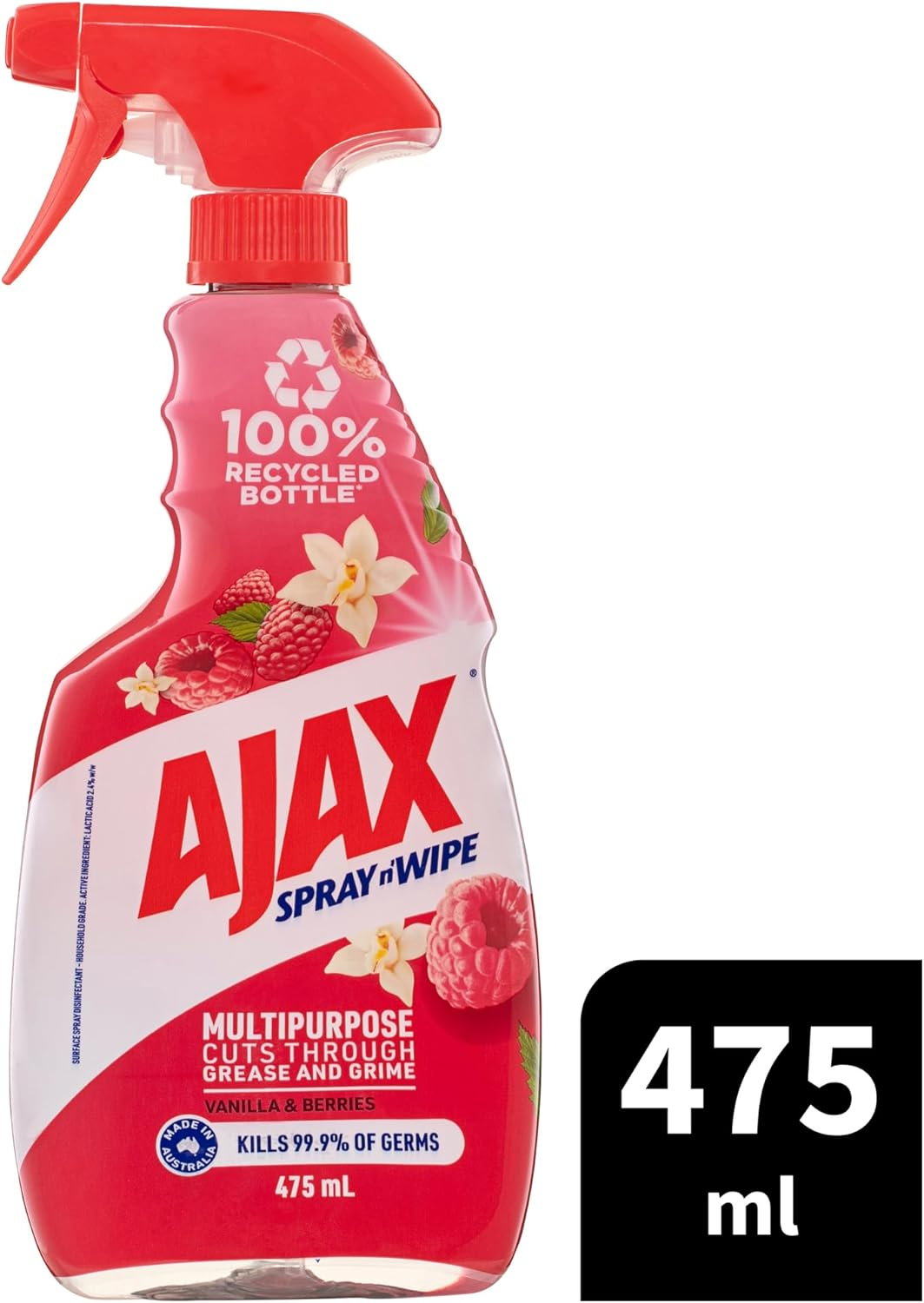 Ajax Spray N' Wipe Multi-Purpose Cleaner Trigger, 475Ml, Vanilla and Berries Surface Spray, Household Grade image number 2