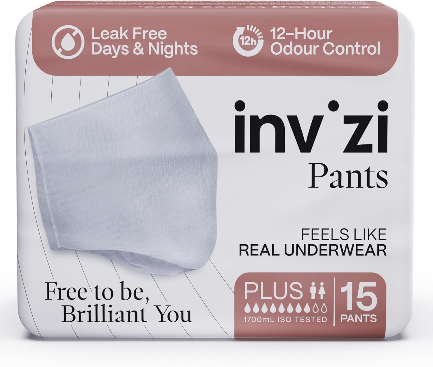 Invizi Pants plus Small &ndash; Pull-Up Incontinence Pants for Adults with High Absorbency, Breathable Comfort, Odour & Leak Protection &ndash; Discreet Underwear-Style Protection (15 Count) image number 6