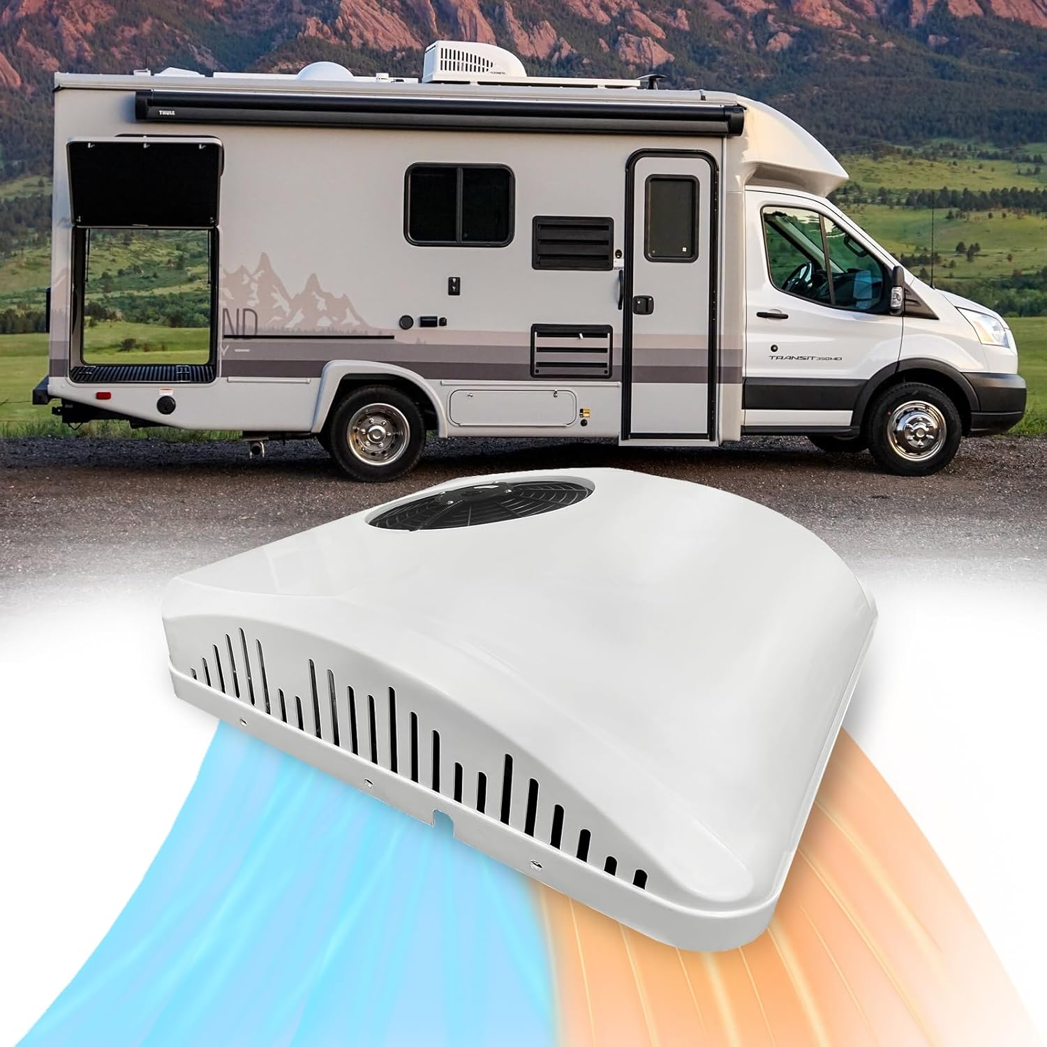 RV Rooftop Air Conditioner W/Heat 24 Volt, Campervan 10000BTU 24V Air Conditioner, Low Profile 24 Volt AC 2 in 1 for Van, RV, Yacht, Golf Carts, Road Machine, Caravan, Buses image number 5