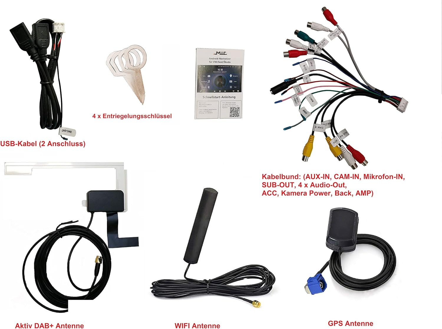 M.I.C. AVT7 Android 12 Car Radio with Sat Nav Qualcomm Snapdragon 665 4G + 64G Replacement for VW T5 Multivan Touareg with RNS 510: SIM DAB plus Bluetooth 5.0 Wifi 2DIN 7 Inch IPS Tempered Glass