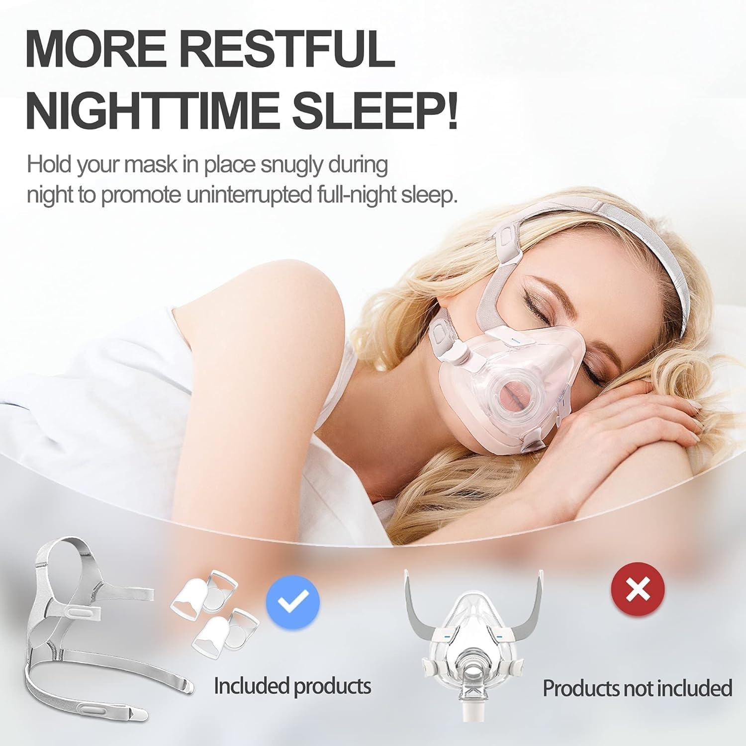 2 Pack CPAP Headgear Compatible with Resmed Airfit F20 with 4 Magnetic Clips, Replacement F20 Headgear, Great-Value CPAP Accesssories Supplied by Airsmart, Large image number 1