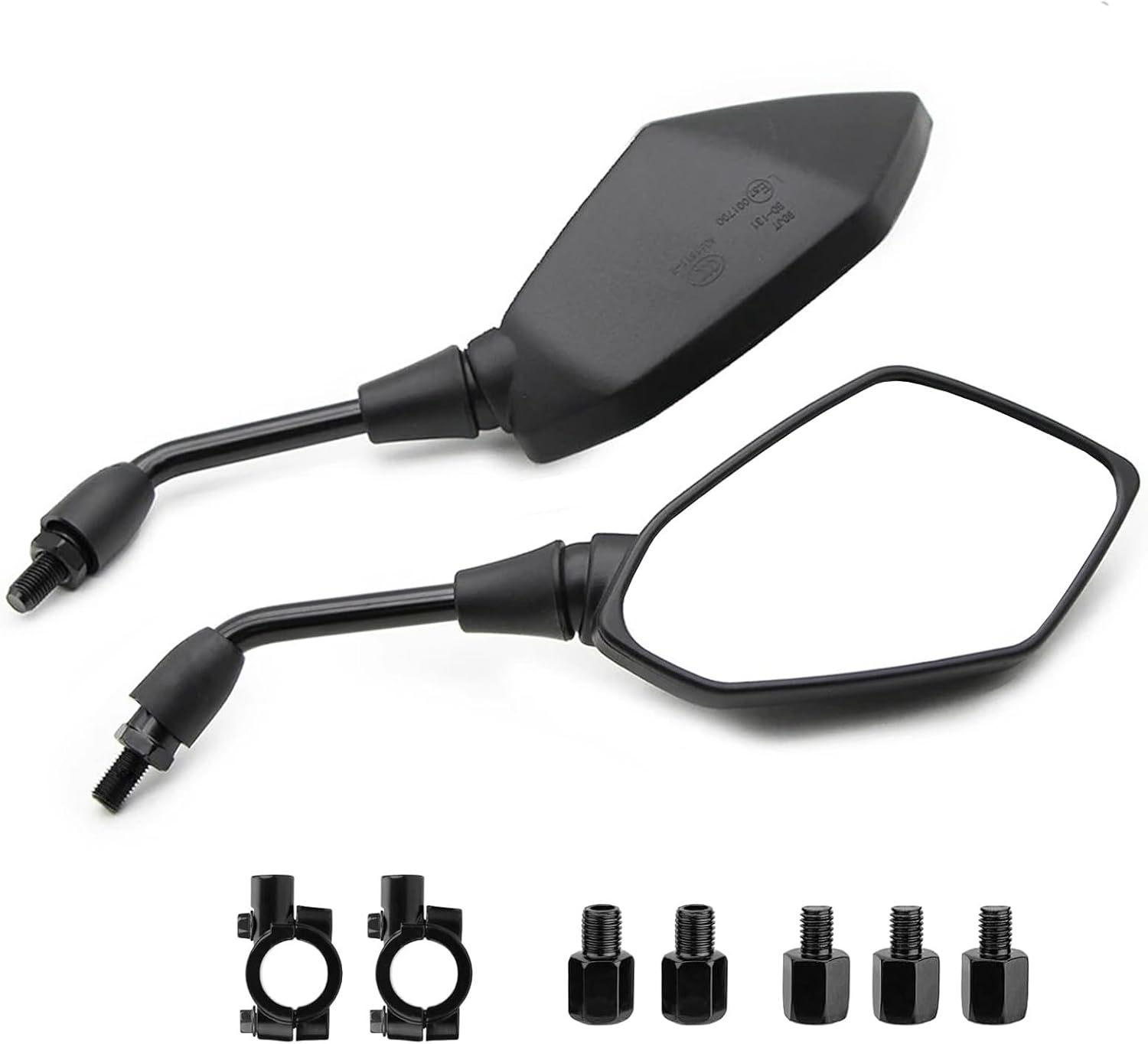 AULESSE Motorcycle Rearview Mirrors Set, 7/8'' 22Mm Handlebar Clamps, Universal Motorbike Mirrors E-Mark with M8 M10 Threaded Boltsfor Atv/Scooter/Cruiser/Bike image number 1